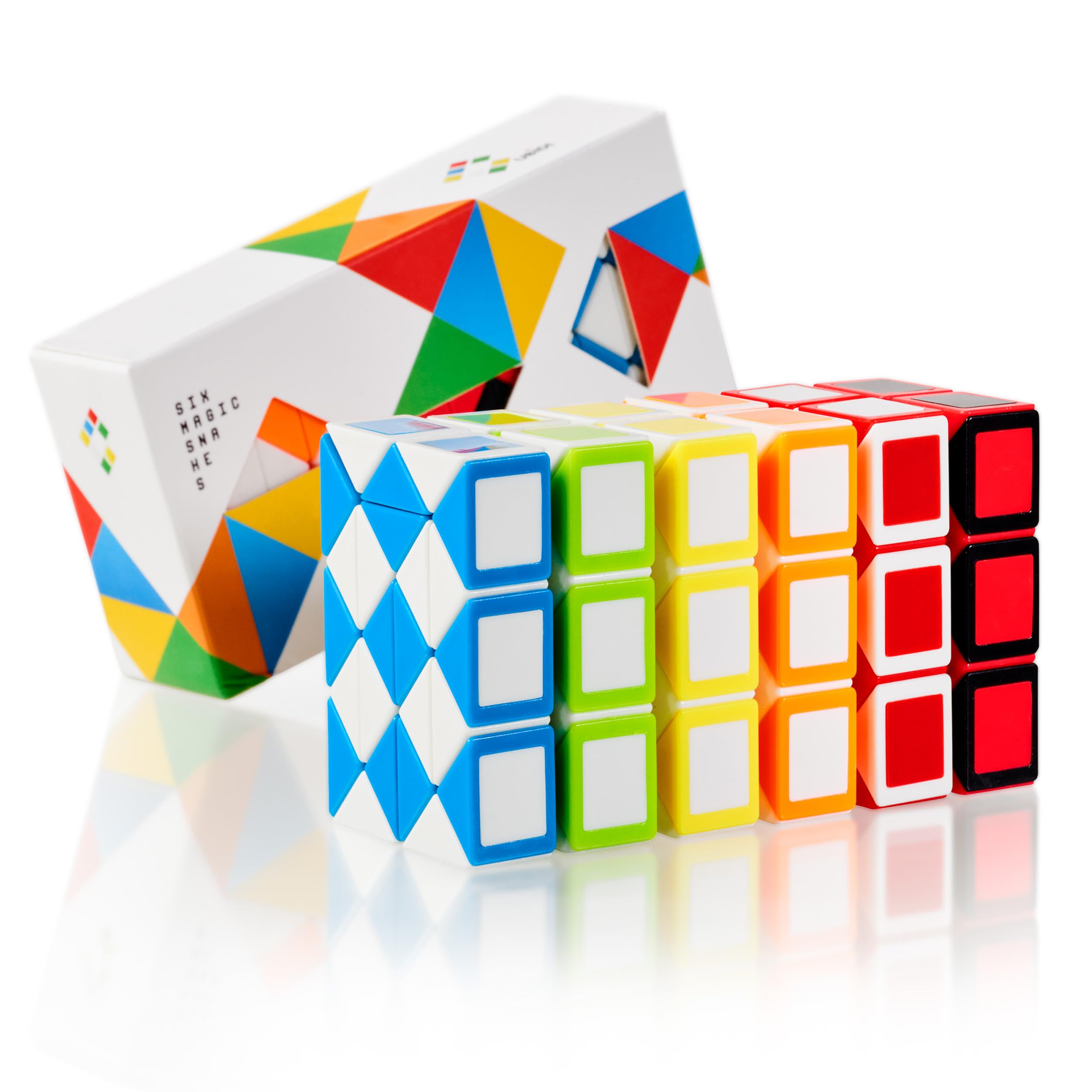 CUBIDI® Magic Snake Cube Puzzle - 6 Pack Fidget Toys for Kids & Adults - Stress Relief Sensory Toys for ADHD, Autism - Travel Games for Ages 4-8 - Perfect Birthday Gift & Easter Basket Stuffers (0.35
