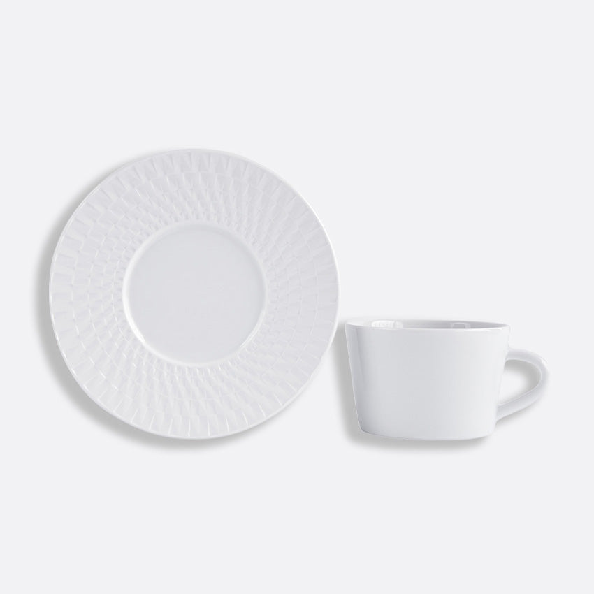 Bernardaud Twist Tea Cup and Saucer Set - Elegant Porcelain Tea Cup with Saucer for Afternoon Tea, Coffee, and Gifts - Perfect for Home, Office, and Special Occasions