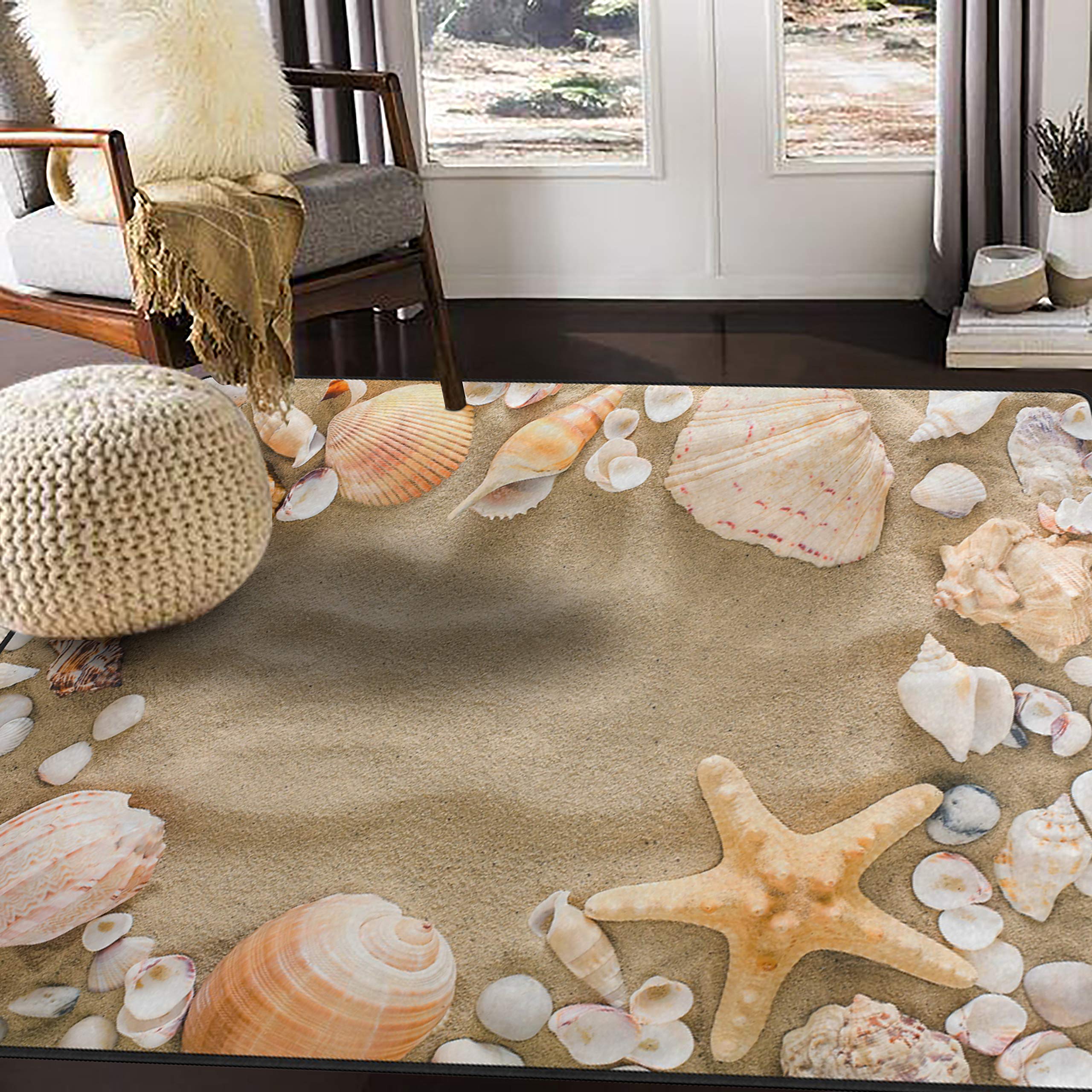 ALAZA Summer Starfish Seashell Beach Area Rug - 5'3