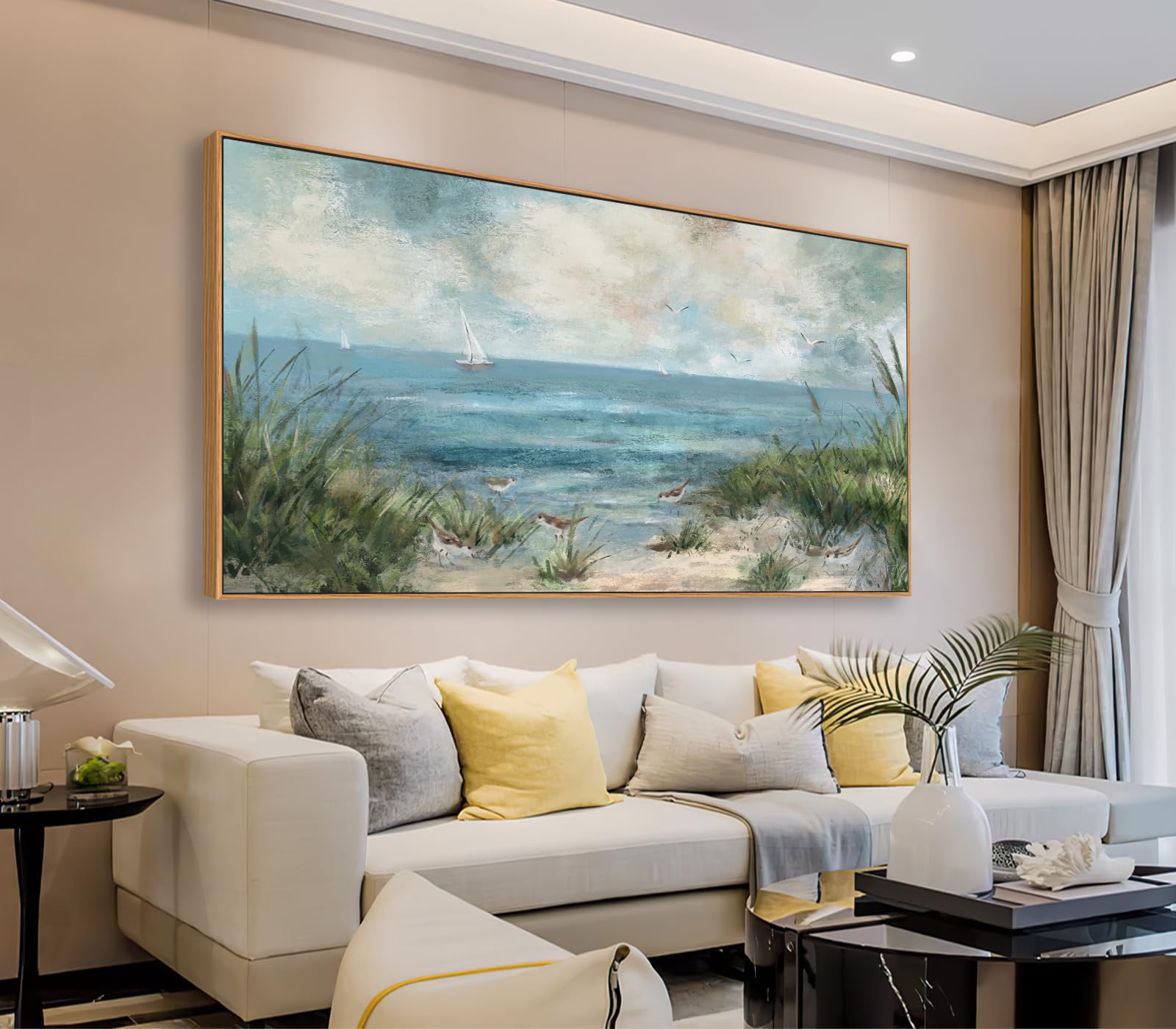 Vintage Ocean Seascape Framed Canvas Wall Art - 20