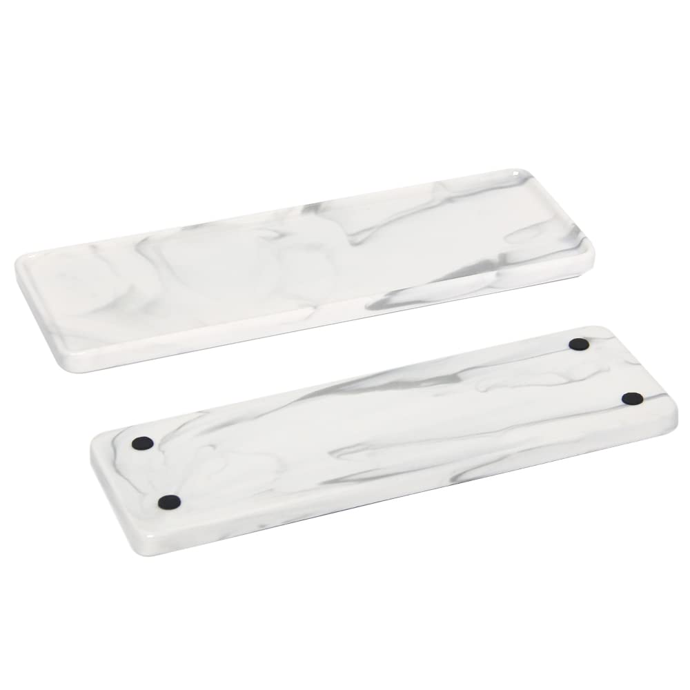 Ceramic Marble Bathroom Vanity Tray - Elegant Countertop Organizer for Perfume, Jewelry & Soap | Perfect for Bathroom Decor, Kitchen Counter & Dresser Organization