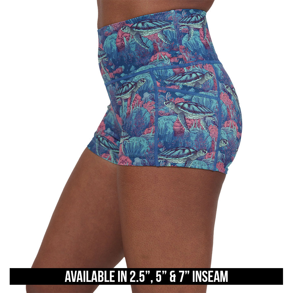 Turtley Obsessed Women's Casual Shorts - Comfortable Summer Beach Shorts for Outdoor Activities, Yoga, and Lounge Wear