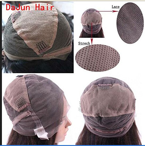 DaJun 18 Inch Human Hair Full Lace Wig - Black Women's Virgin Remy Hair Deep Wave #1 Color - Perfect for Daily Wear, Parties & Cosplay
