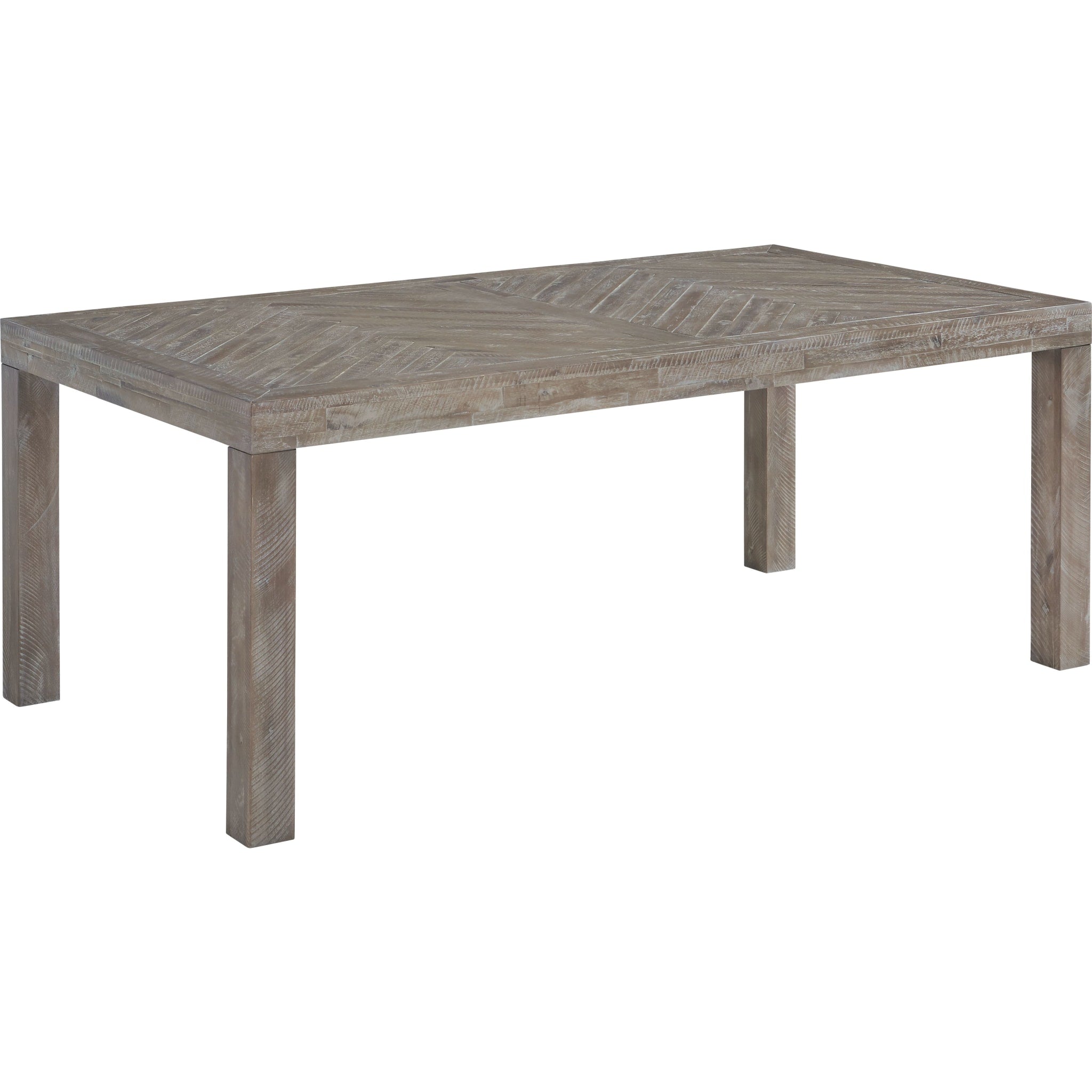 Rustic Latte Herringbone Solid Wood Rectangular Dining Table - Farmhouse Style Kitchen & Dining Room Furniture for Family Gatherings