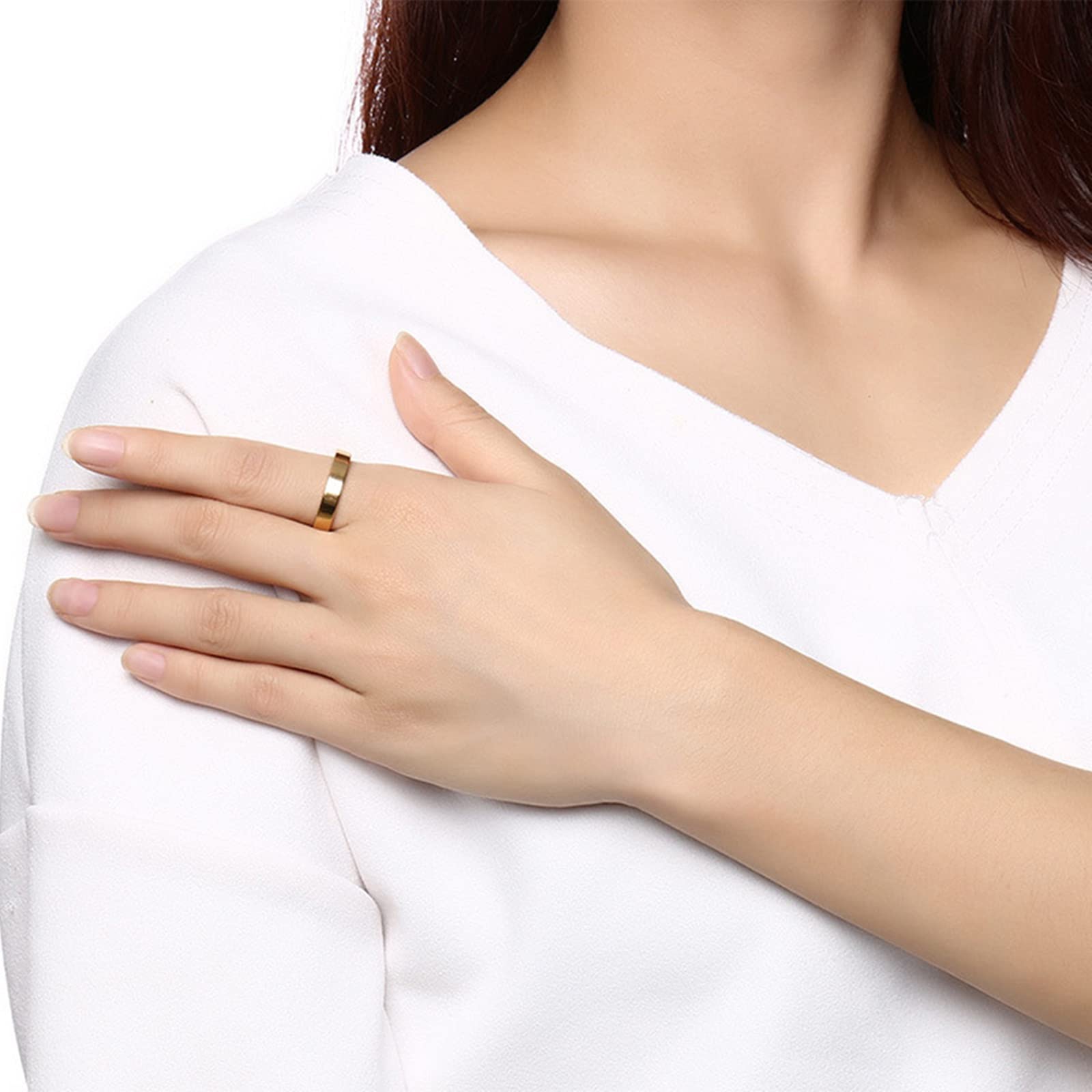 Personalized Engraved Stackable Gold Plated 4MM Stainless Steel Rings for Women - Perfect for Layering, Gift Giving & Everyday Wear