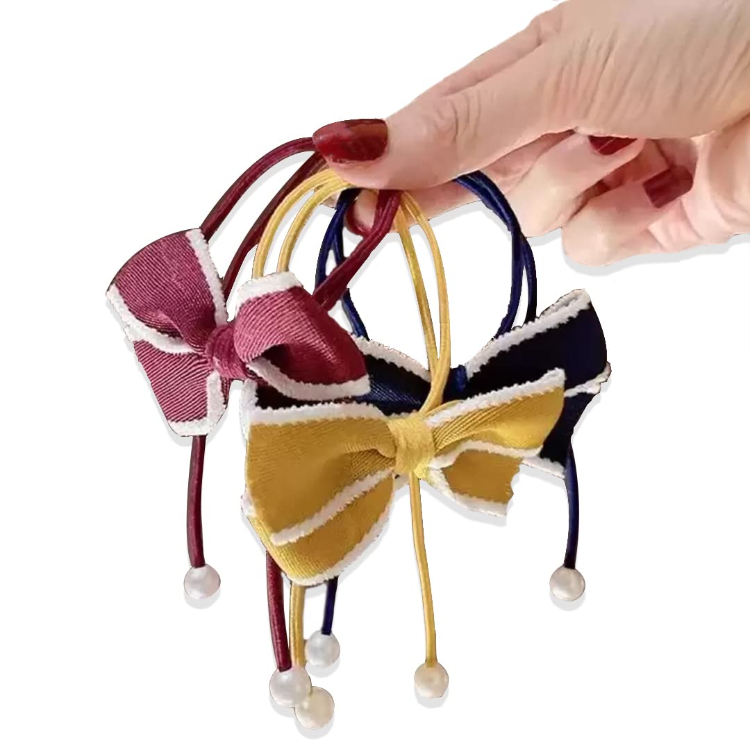 Myra Collection Bow Knotted Hair Scrunchie - Handmade Ponytail Holder & Elastic Hair Tie for Women - Perfect for Workouts, Office, and Everyday Use