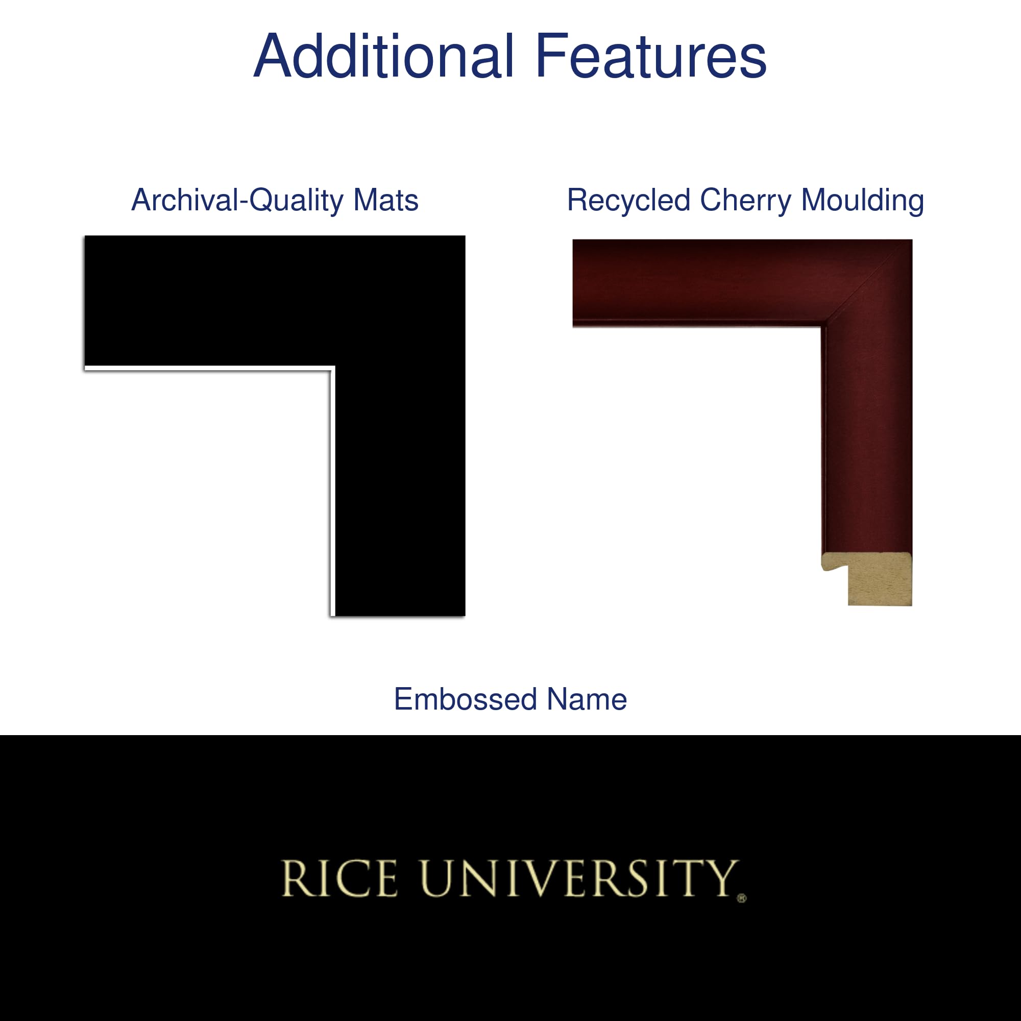 Rice University 17x23 Diploma Frame - Bachelor's, Master's, PhD Degree Display - Gold Embossed Cherry Wood Frame with Black Mat - Officially Licensed - Perfect for Graduation Gifts & Office Decor