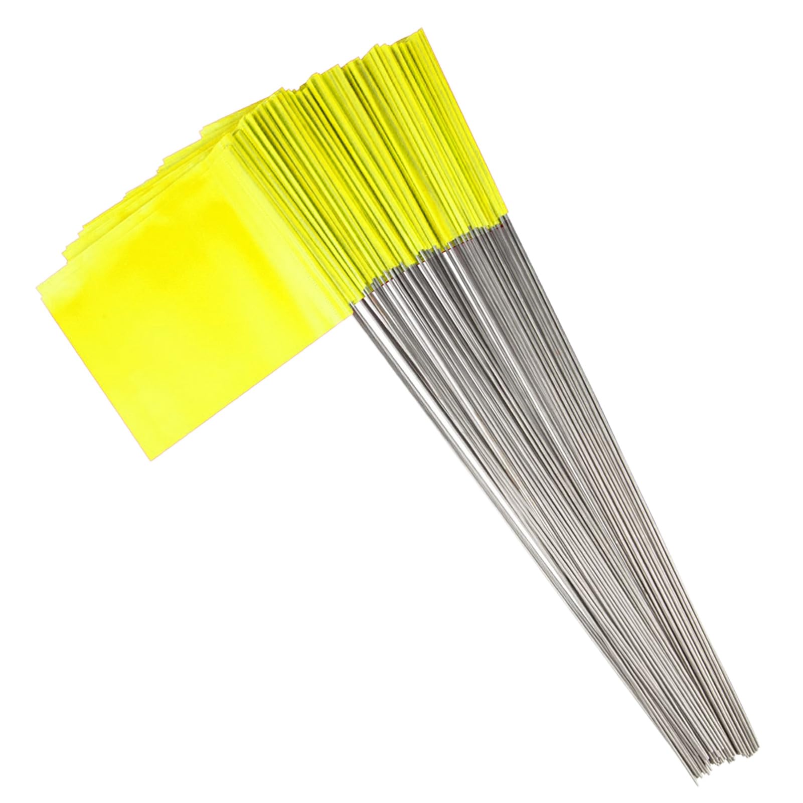 100PCS Waterproof Non-Fading PVC Lawn Marking Flags - Bright Yellow Landscape Sprinkler Markers for Gardening, Irrigation & Property Boundaries (Perfect for Home, Yard & Outdoor Use)
