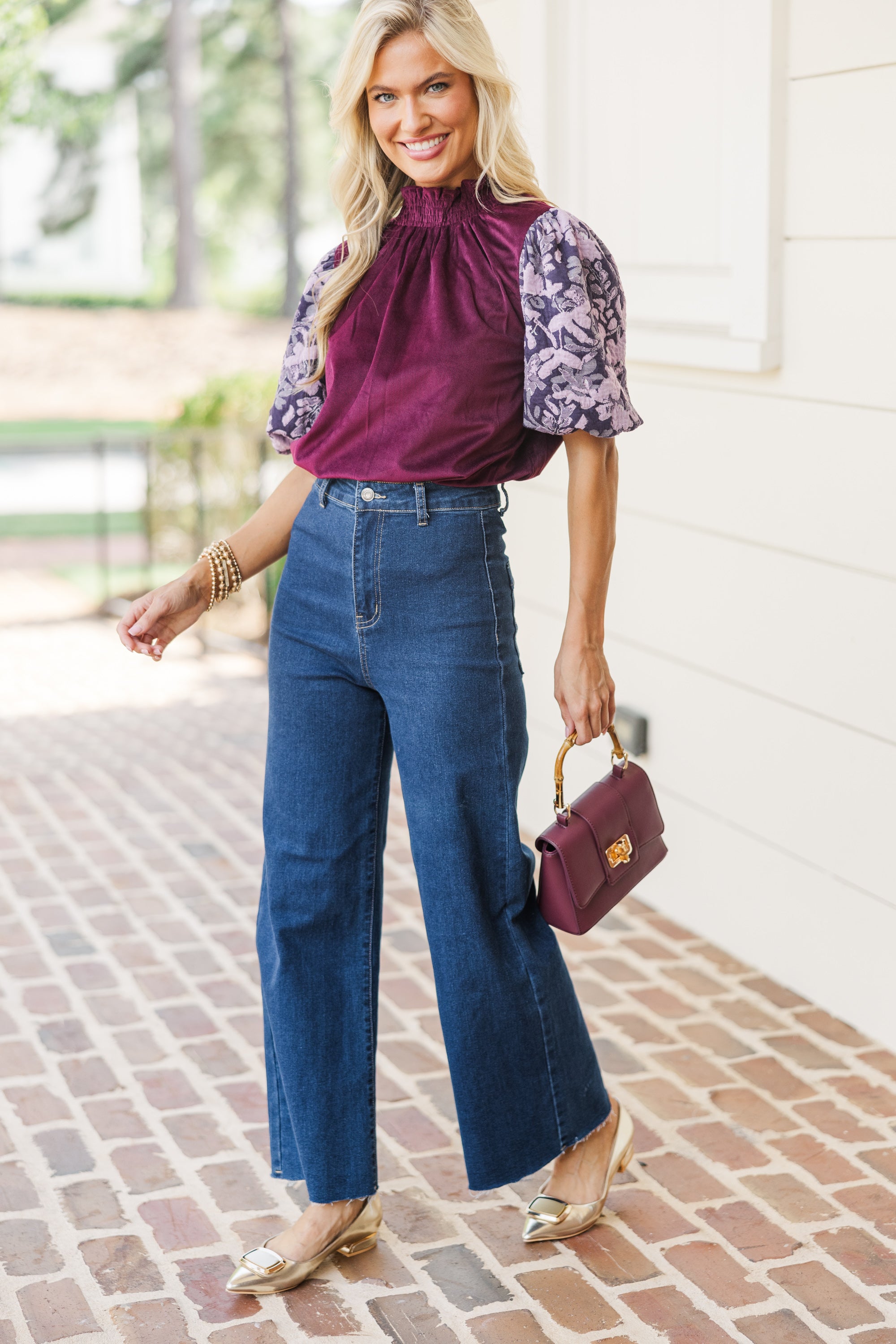 Stylish Wine Red Corduroy Blouse for Women | Soft & Comfortable Fall Fashion Top | Perfect for Date Nights & Office Wear