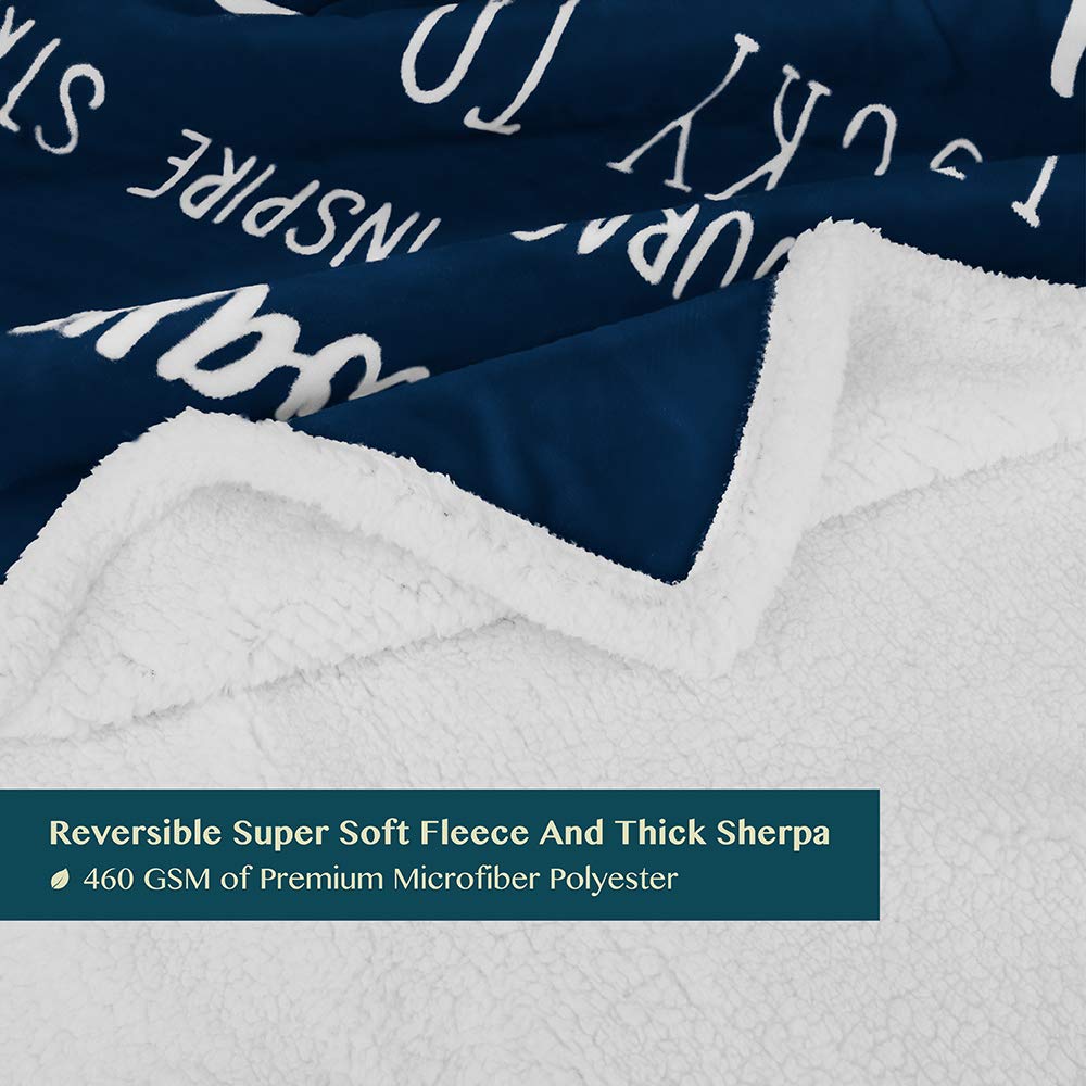 PAVILIA Best Friend Blanket - Soft Cozy Sherpa Throw Blanket with Inspirational Quotes | Thoughtful Friendship Gift for Women, Birthday Present for Bestie or Soul Sister | Perfect for Long Distance Friends, Movie Nights & Cozy Home Decor (Navy Blue)