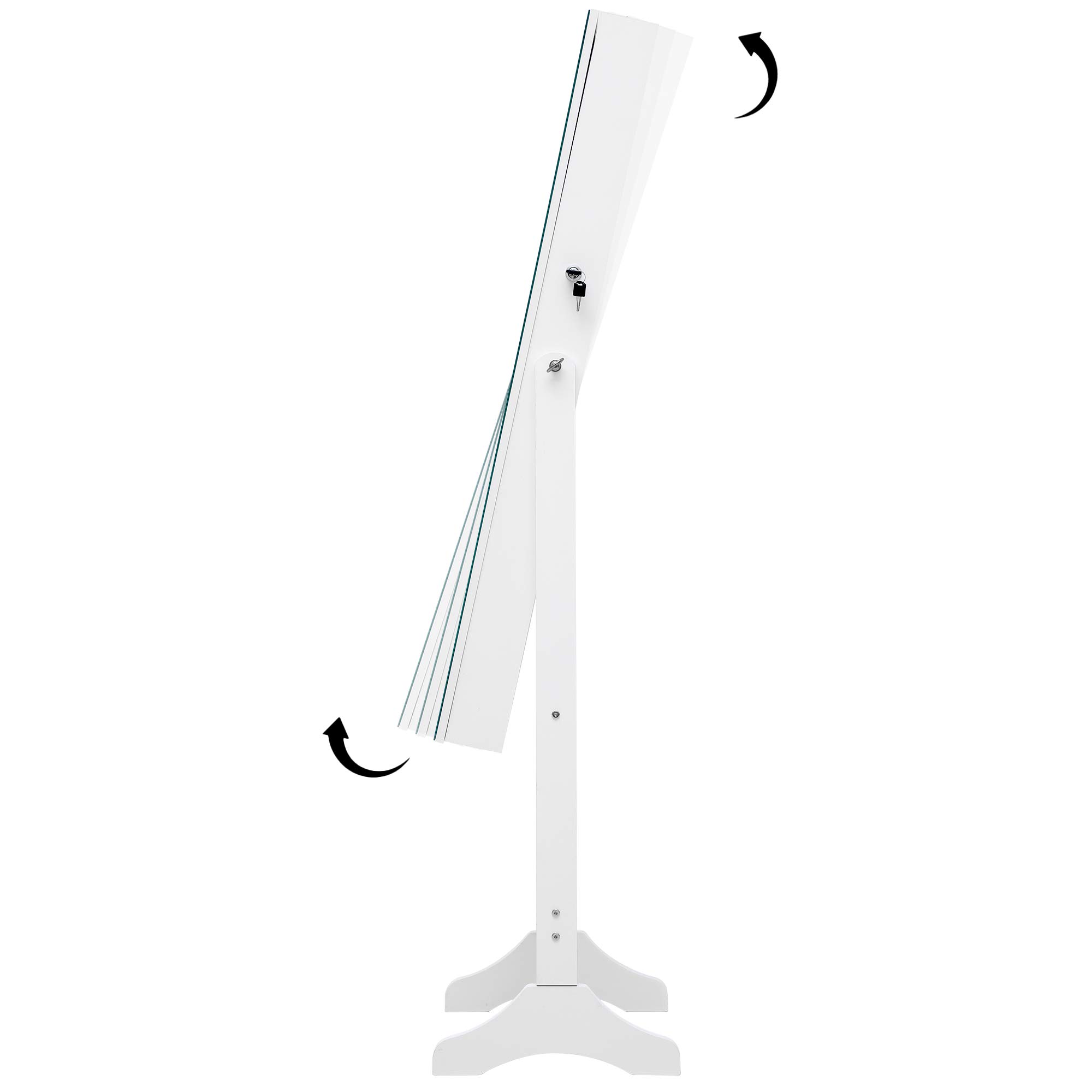 6 LED Lockable Standing Mirror Jewelry Cabinet with Large Storage - Full Screen & Interior Mirror, 2 Drawers, 3 Adjustable Angles - Perfect for Bedroom, Dressing Room & Jewelry Organization (White)