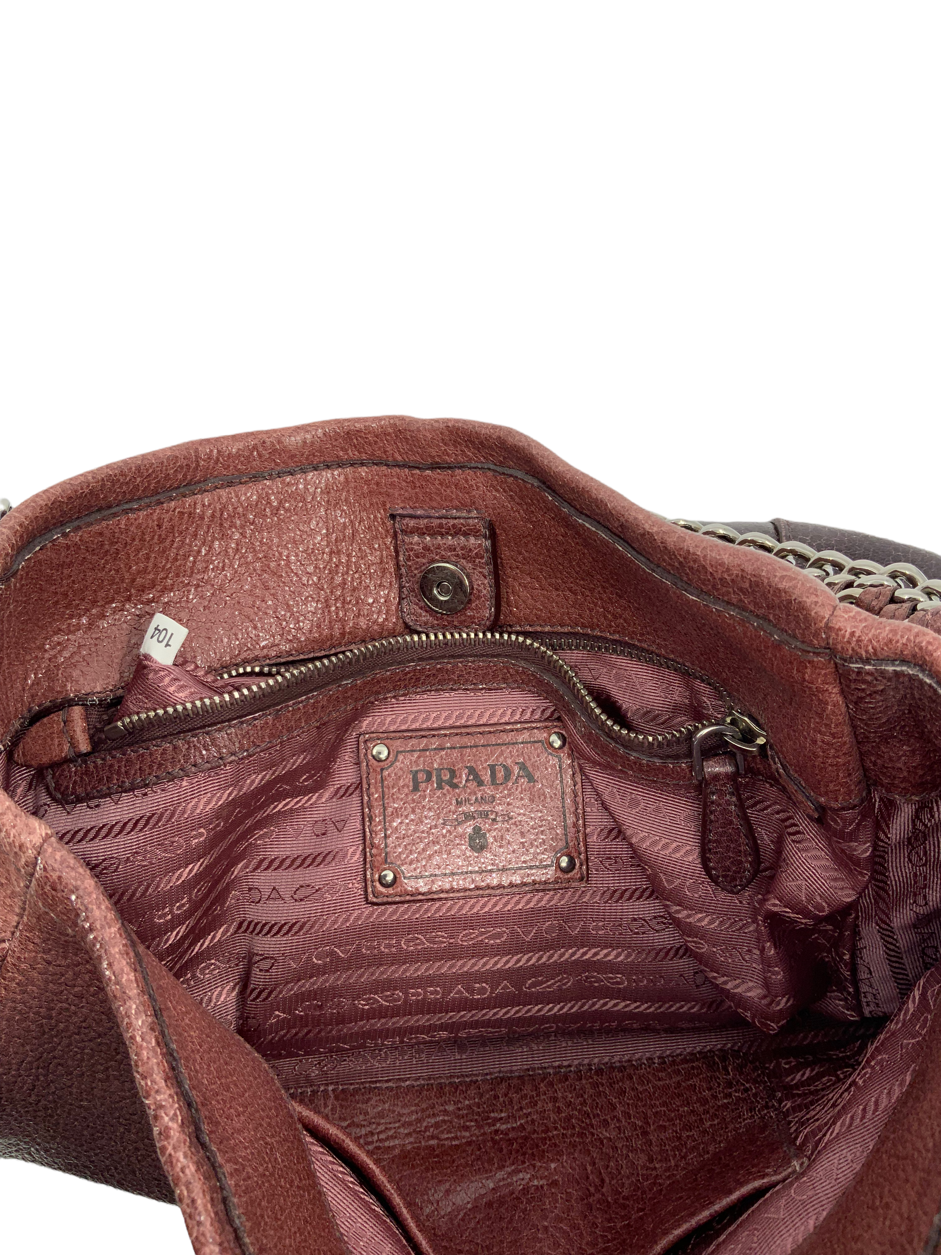 Prada Lux Chain Ombre Leather Side Pocket Hobo Bag - Women's Designer Shoulder Purse for Work, Travel & Evening Out