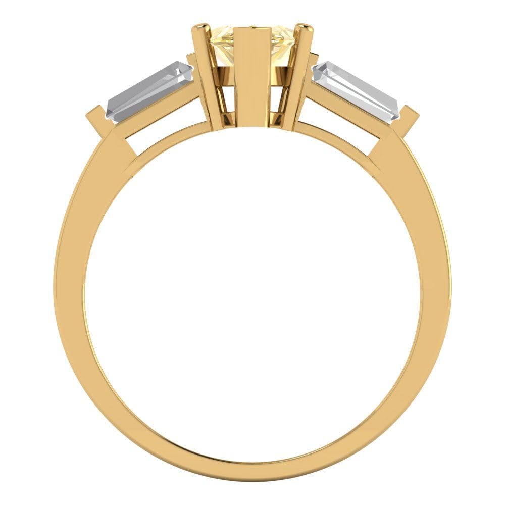 Clara Pucci 2ct Marquise 3-Stone Simulated Diamond Ring - 18K Gold for Engagement & Anniversary