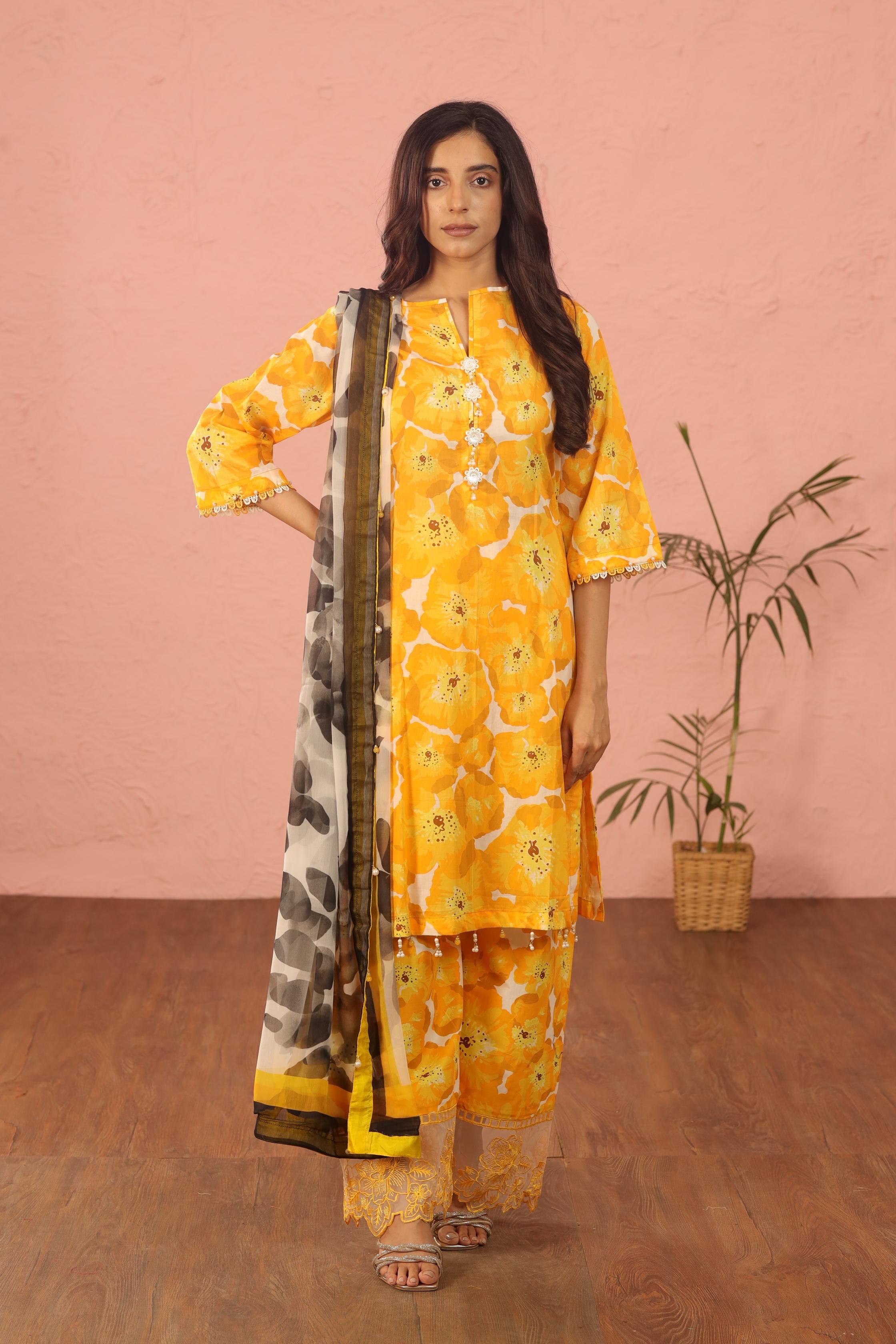 Design 12B Maria B M Prints - Stylish Floral Printed Fabric for Fashion Dresses & Home Decor