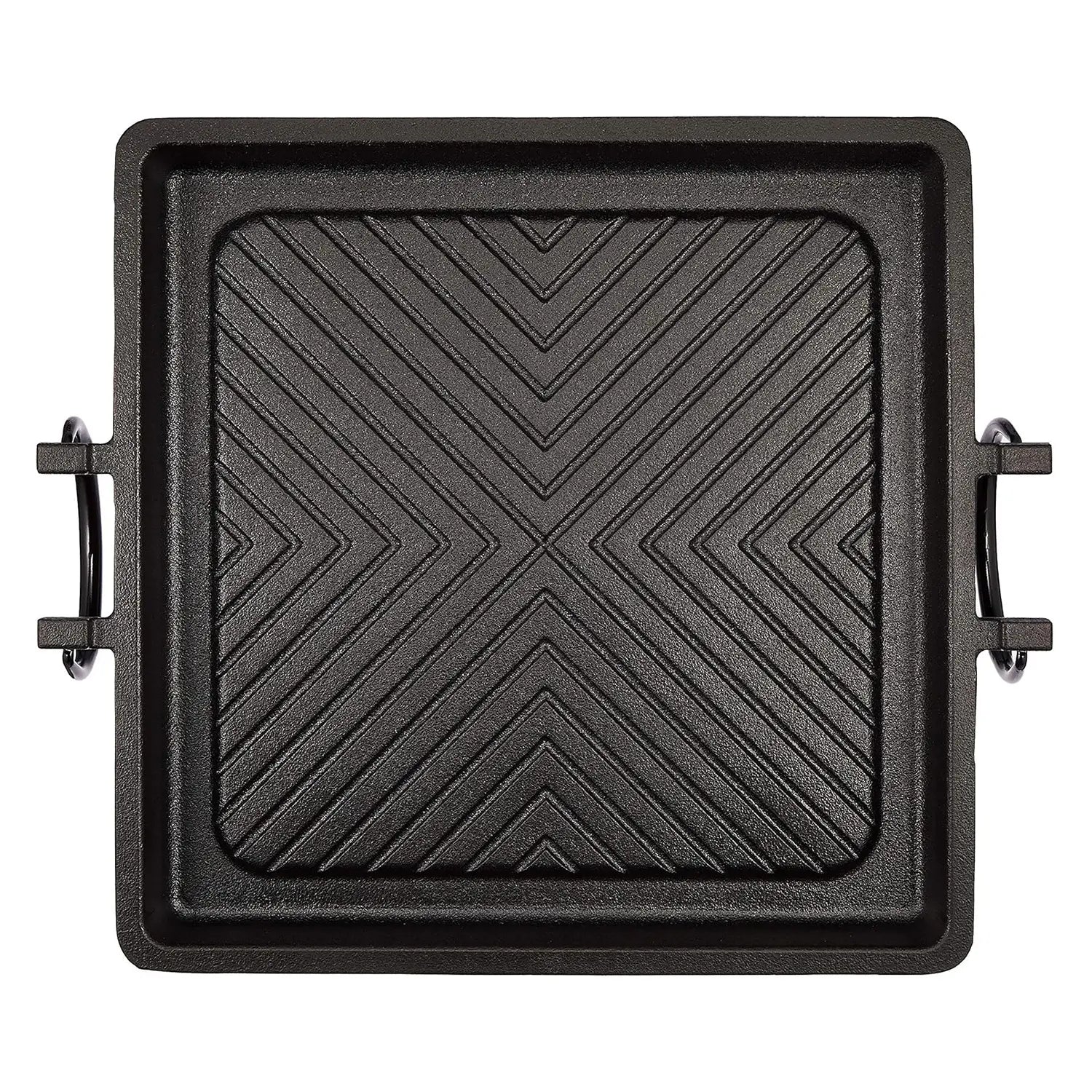 Premium Asahi Chuzo Cast Iron Square Yakiniku Grill Pan - Perfect for Japanese BBQ, Steak, and Indoor/Outdoor Cooking