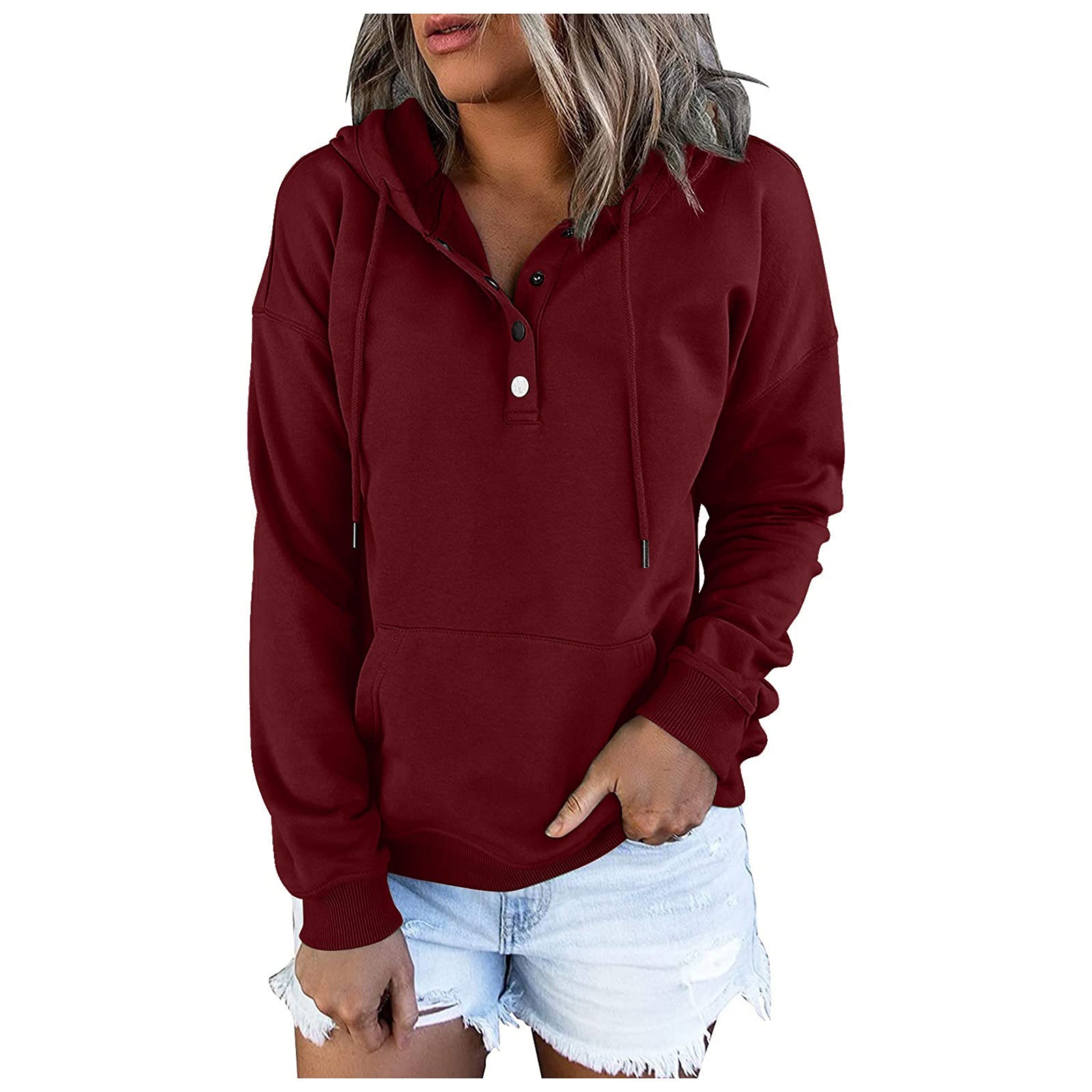 Women's Slim Fit Long Sleeve Henley T-Shirt - Button Down Scoop Neck Ribbed Knit Top for Casual Wear & Layering | Perfect for Fall Outfits, Date Nights and Office Casual Looks