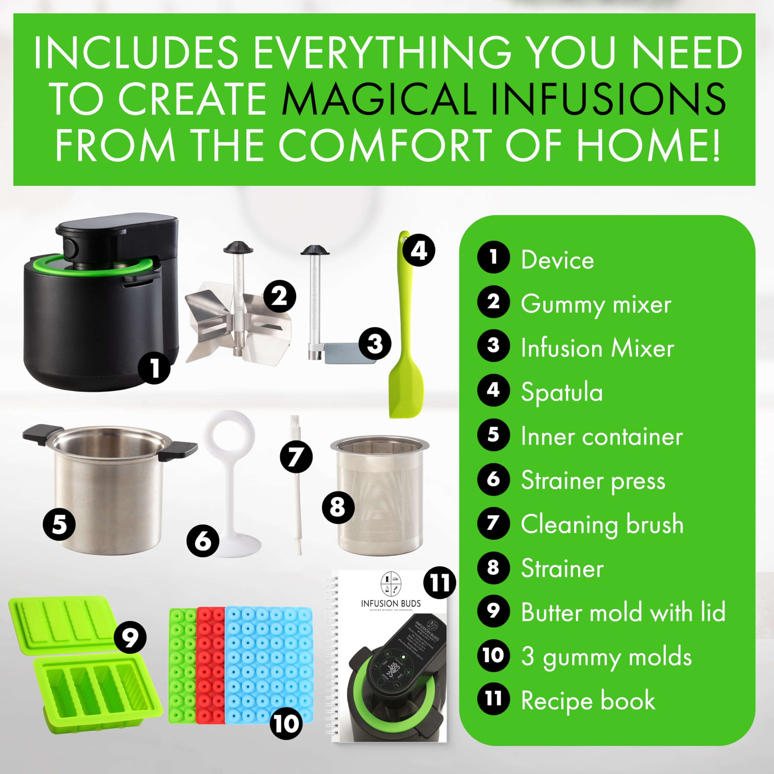 3-in-1 Magical Herb Infuser Machine, Decarboxylator & Gummy Maker - Make Infused Butter, Canna Oil, Edibles & More | Includes Recipe Book & Accessories | Perfect for Home Cooking, DIY Edibles & Herbal Remedies