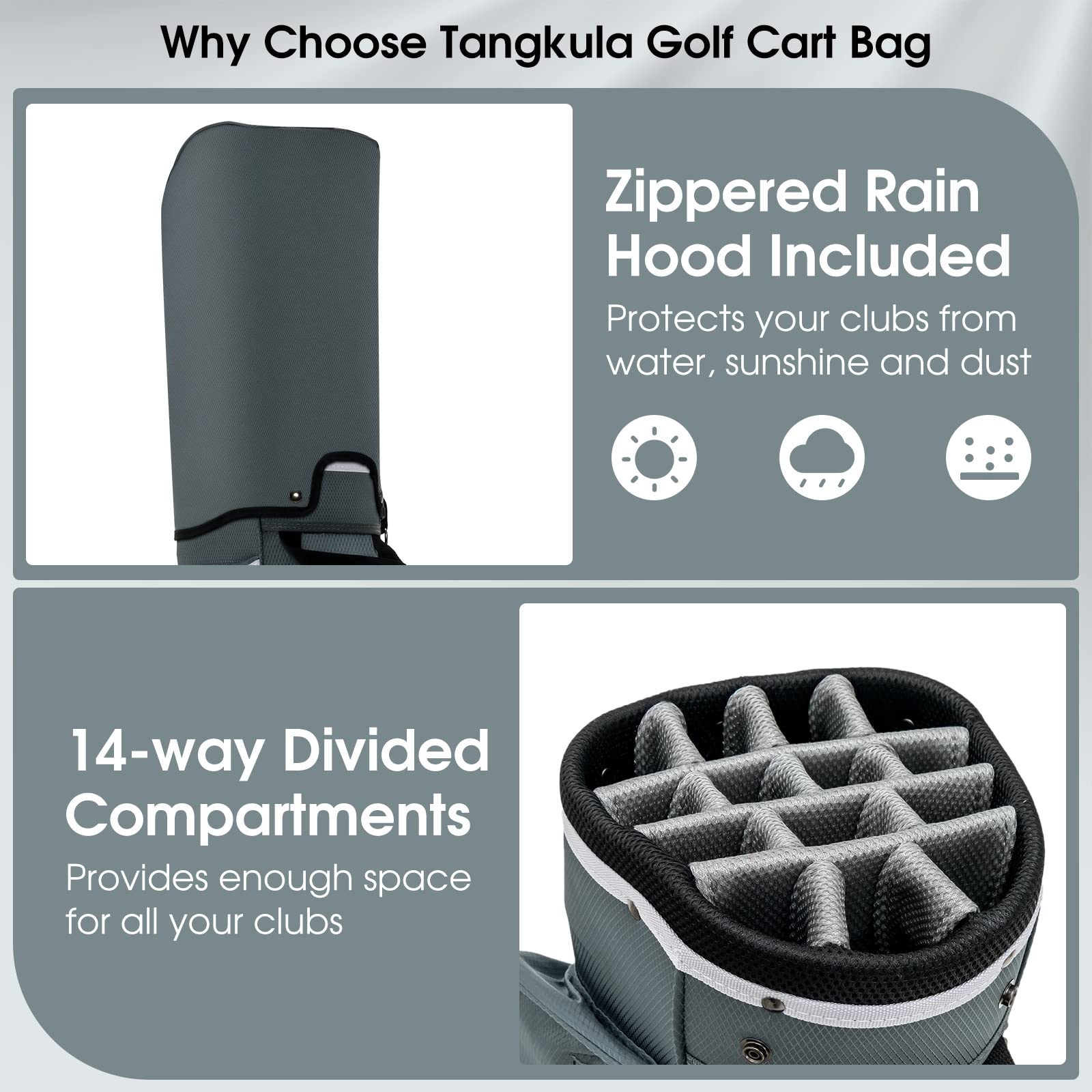 **Tangkula 14-Way Golf Cart Bag - Lightweight Stand Bag with Shoulder Strap, 7 Zippered Pockets, Cooler Bag & Valuables Pocket - Waterproof Rain Hood & Dust Cover - Perfect for Golf Courses & Travel**