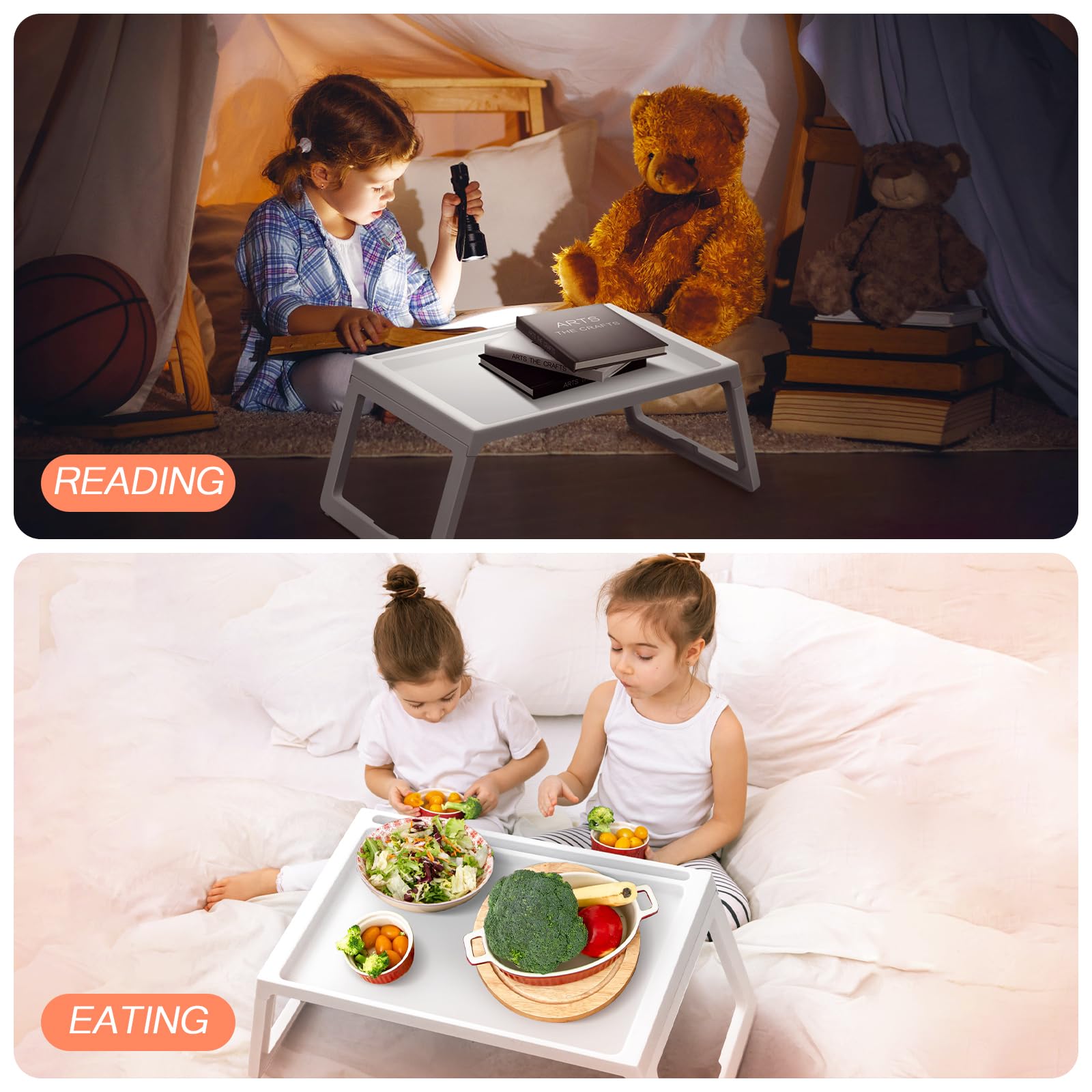 6-Piece Foldable Breakfast in Bed Tray Set with Handles - 26.8