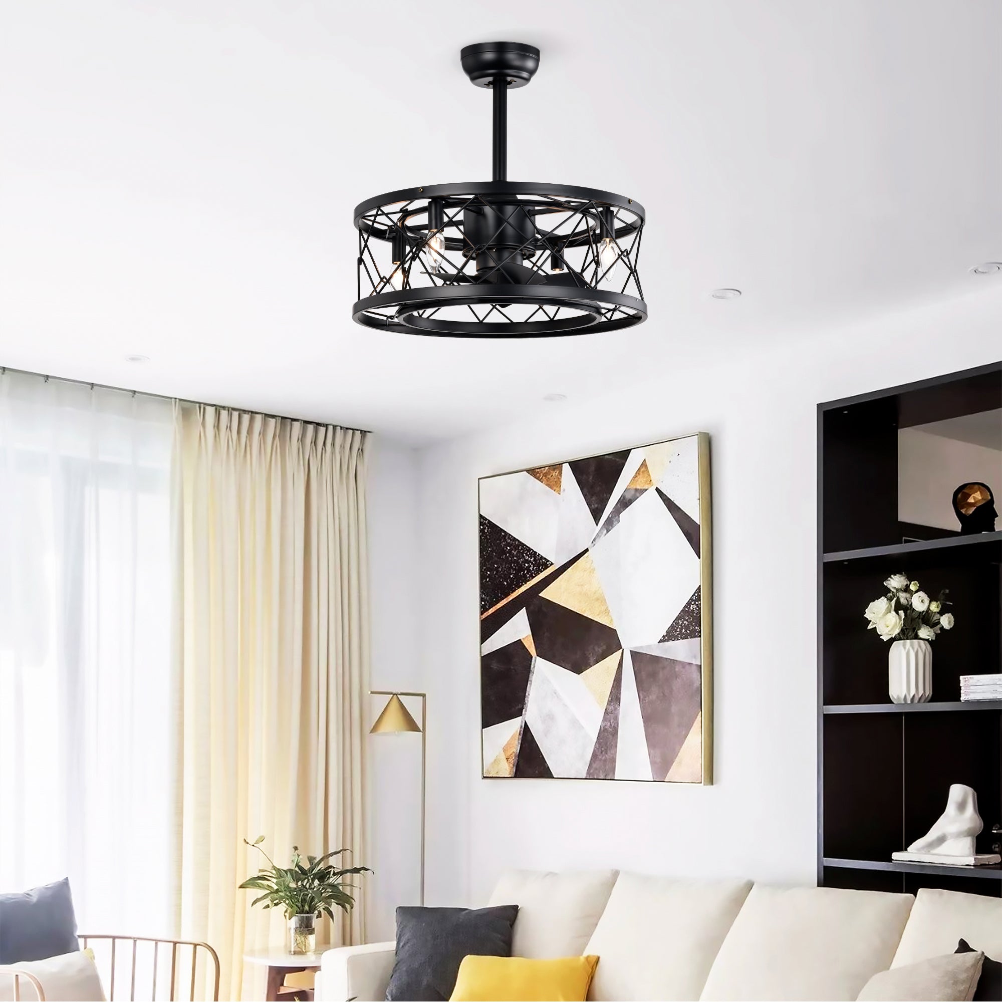 Quiet AC Motor Ceiling Fan - Low Noise, Small Modern Enclosed Reversible Design for Farmhouse, Bedroom & Living Room | Perfect for Home Cooling and Air Circulation