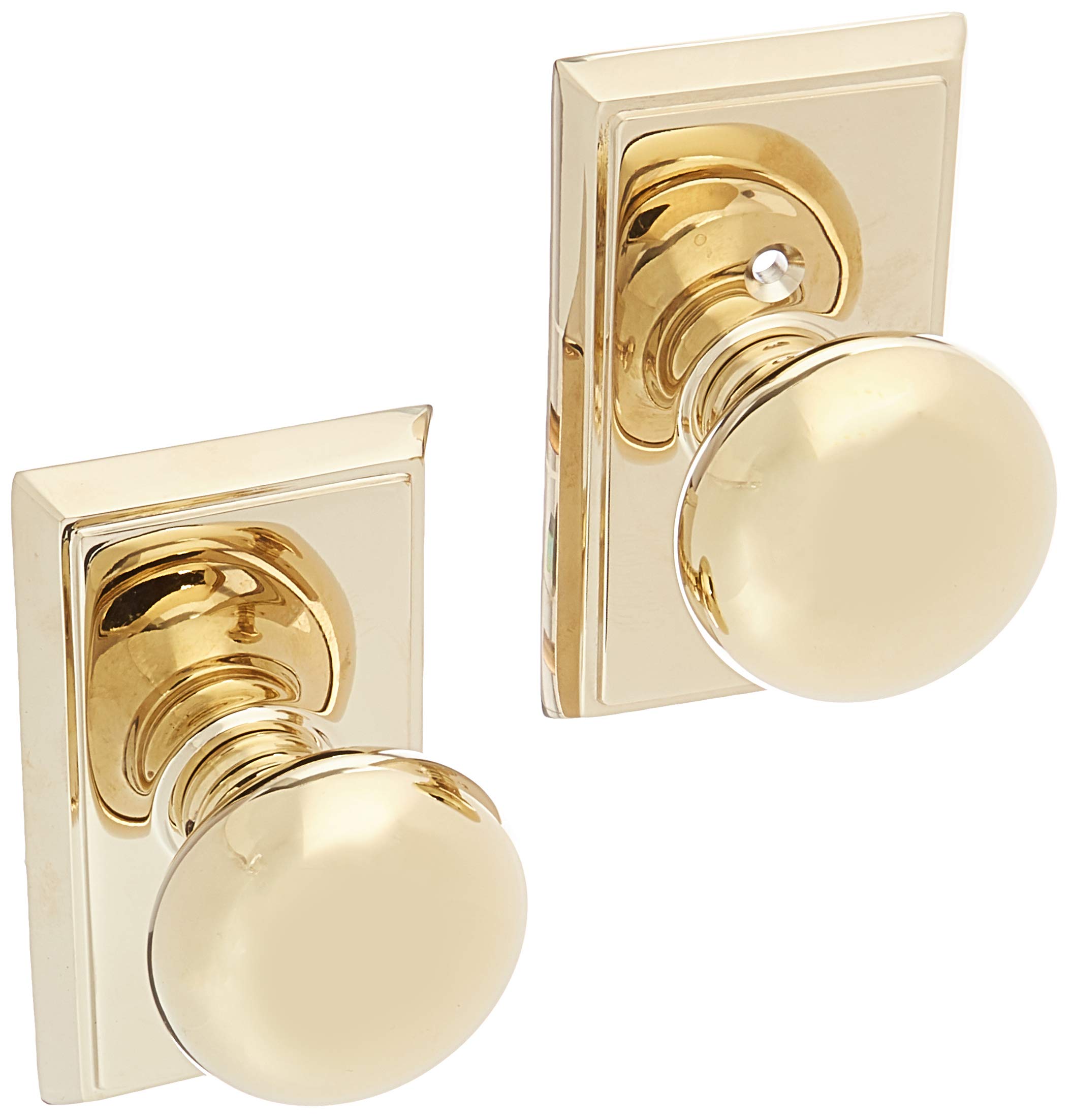 Providence Door Set with Round Brass Knobs - Polished Brass Passage Door Hardware for Home & Office Interior Design | Perfect for Bedrooms, Bathrooms, and Entryways