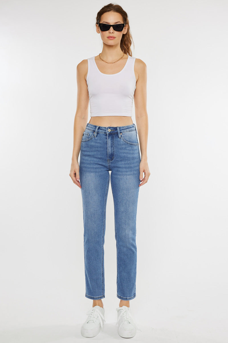 Adaline Essentials High Rise Slim Straight Leg Jeans for Women - Comfortable Stretch Denim Pants for Casual Wear, Office & Everyday Outfits