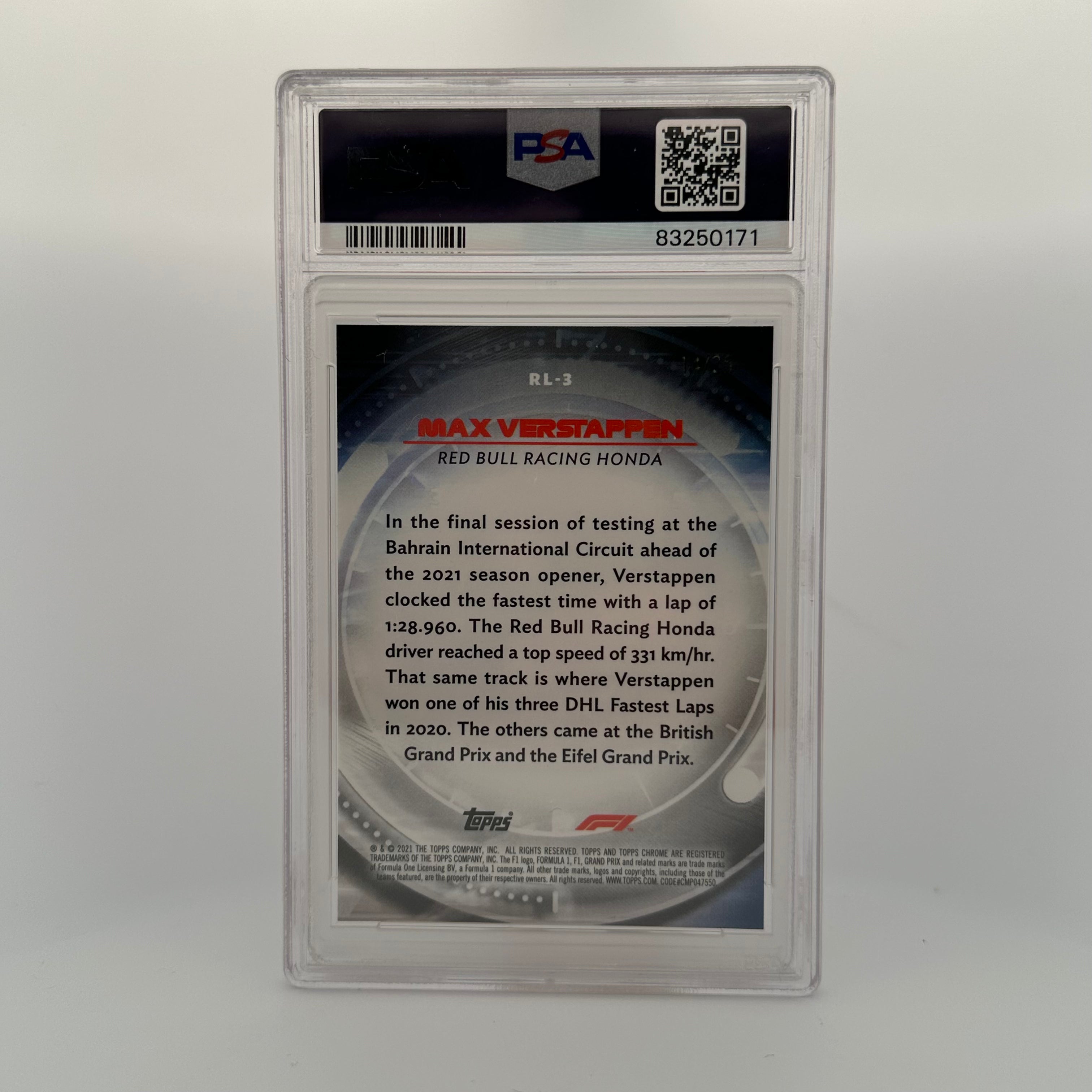 PSA 10 14/25 Max Verstappen #RL3 Redliners Orange Refractor - Rare Racing Card for Collectors & Fans - Perfect for Display, Trading, and Investment