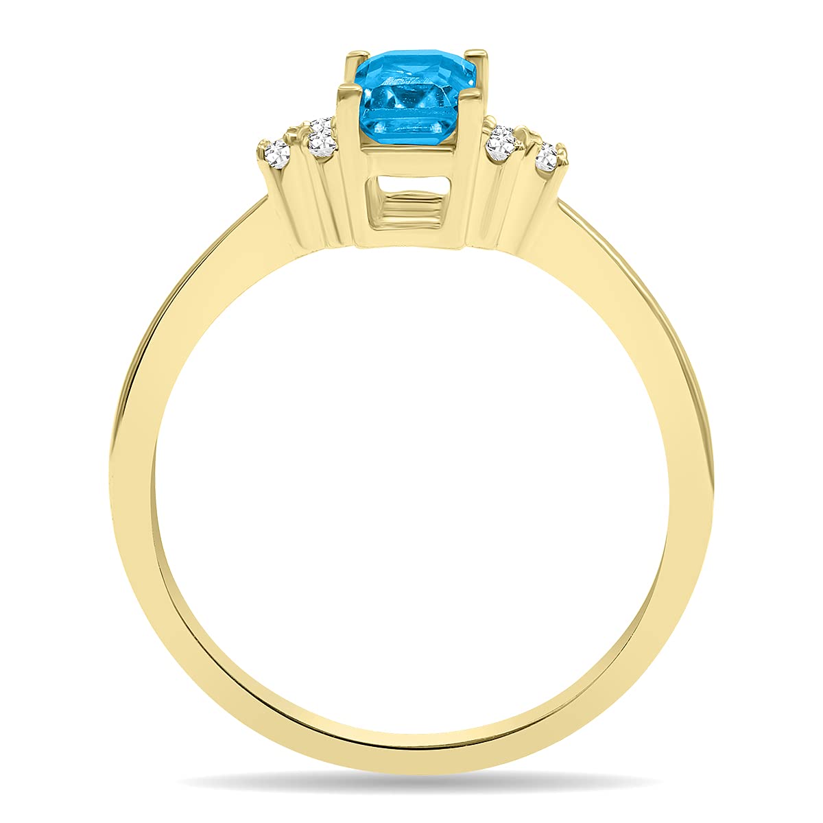 10K Yellow Gold Gemstone & Diamond Ring - Emerald, Sapphire, Blue Topaz, Amethyst | Elegant Jewelry for Women, Anniversary Gift, Wedding Band, Valentine's Day Present