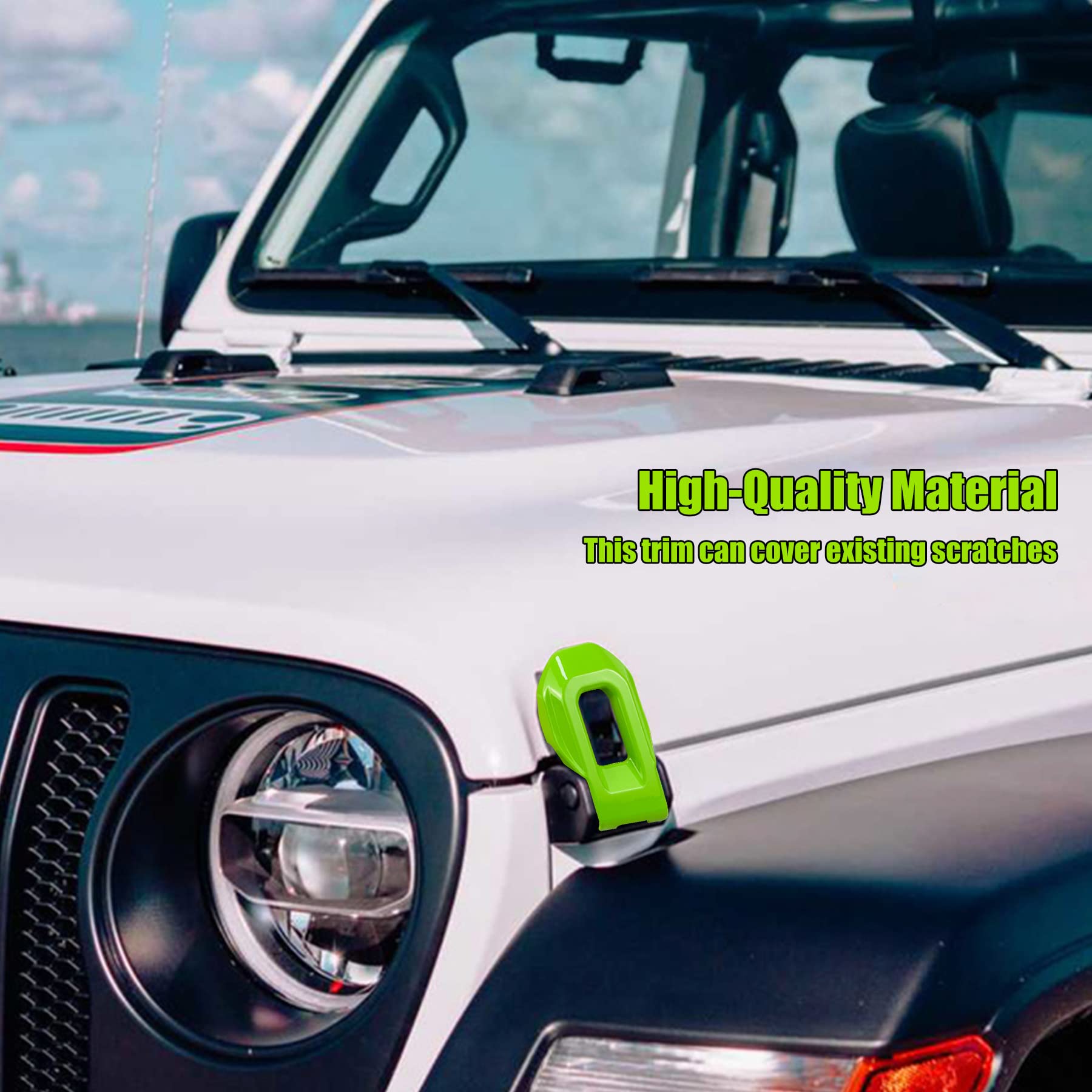 Jeep Wrangler JL JLU Hood Latch Lock (2018-2021) & Gladiator JT (2020-2021) - Green Exterior Accessories Cover Catch Bracket | Durable Replacement Part for Off-Road Protection & Custom Styling