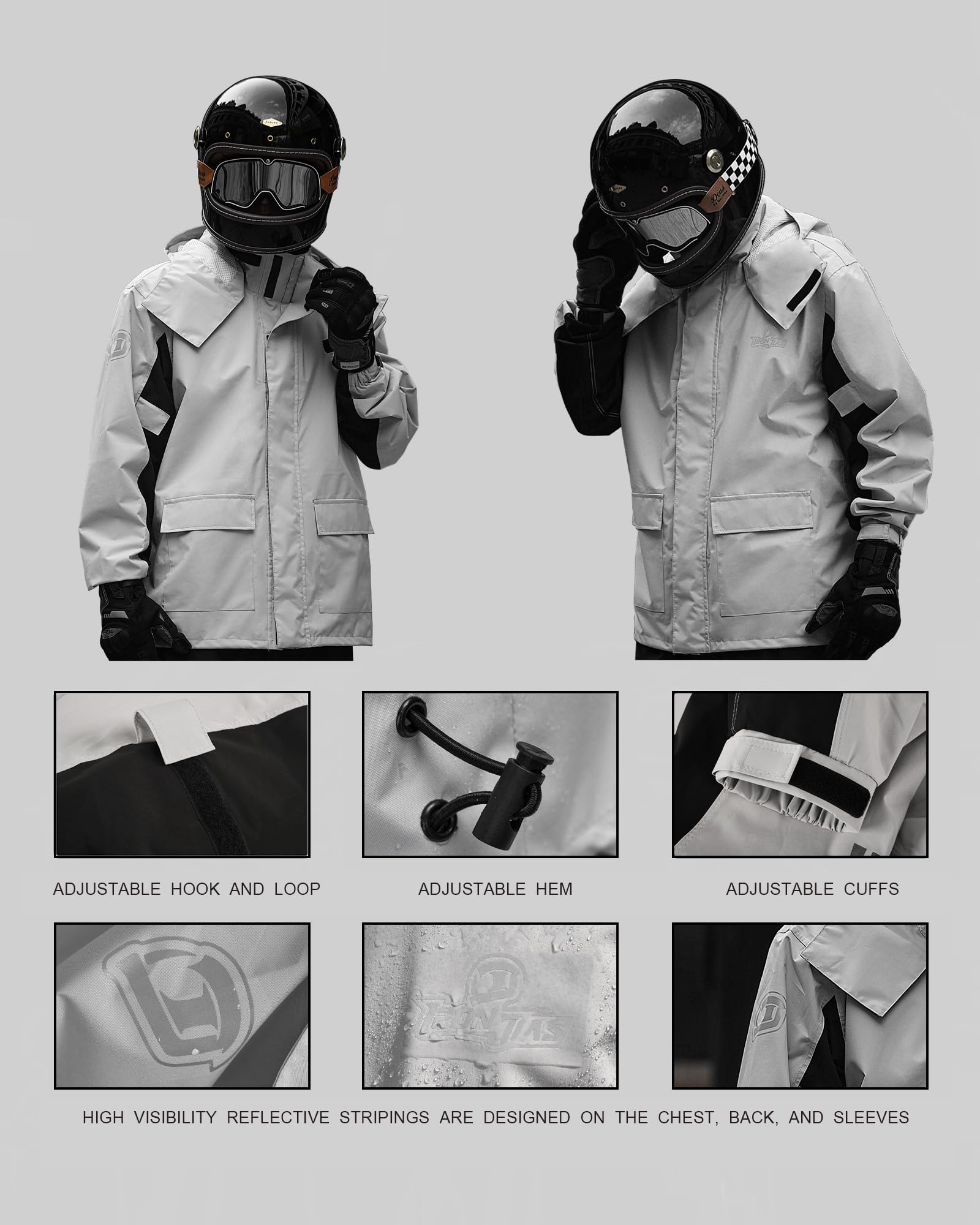 IRON JIA'S Waterproof Rain Suit for Men & Women - Motorcycle Rain Gear with Reflective Strips | Breathable Jacket & Pants for Fishing, Hiking, Farming & Outdoor Work | All-Weather Protection for Commuting & Adventure