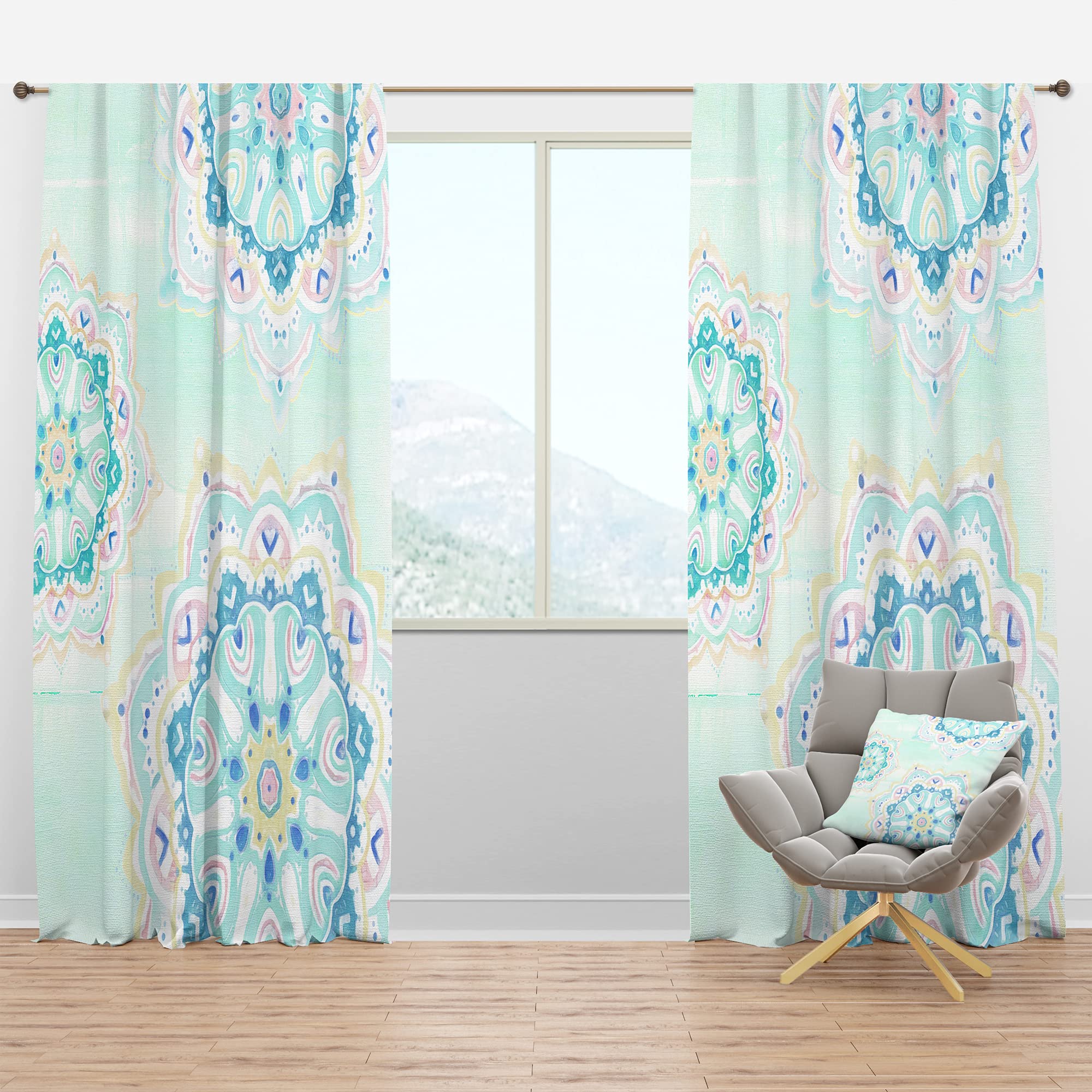 Watercolor Mandala Blackout Curtains - Thermal Insulated Bedroom & Living Room Drapes (52x63, Single Panel) for Better Sleep & Energy Efficiency | Home Decor, Nursery, Office