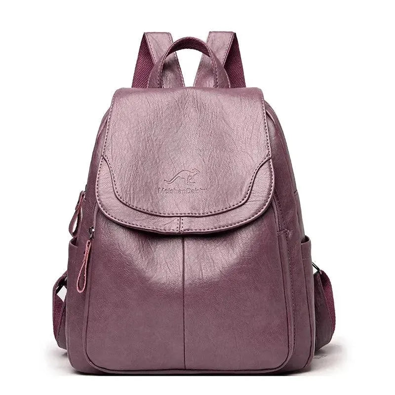 Vintage Soft Leather Women's Backpack - Stylish & Durable Travel Bag for Work, College & Everyday Use