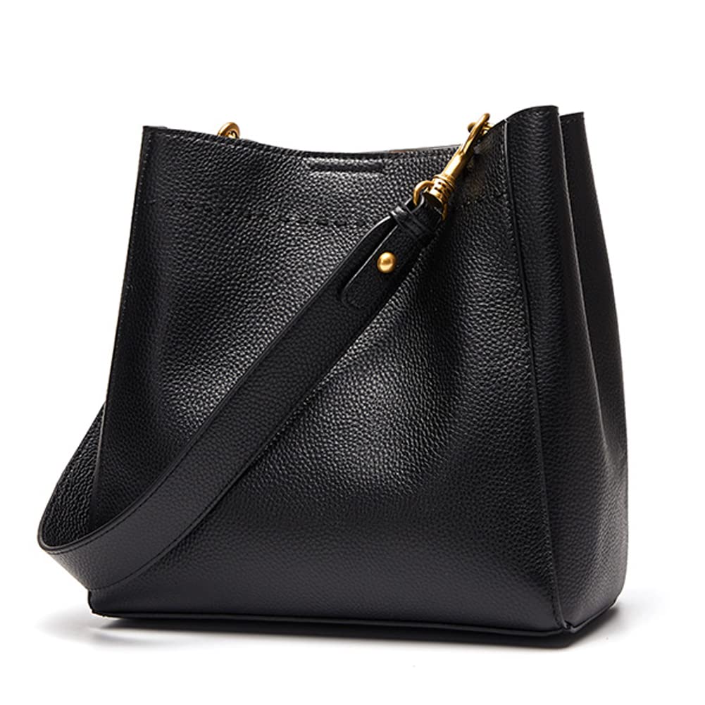 Genuine Leather Shoulder Bag for Women - Large Capacity Tote Bucket Bag Retro Handbag Commuter Satchel Purse | Perfect for Work, Travel & Everyday Use