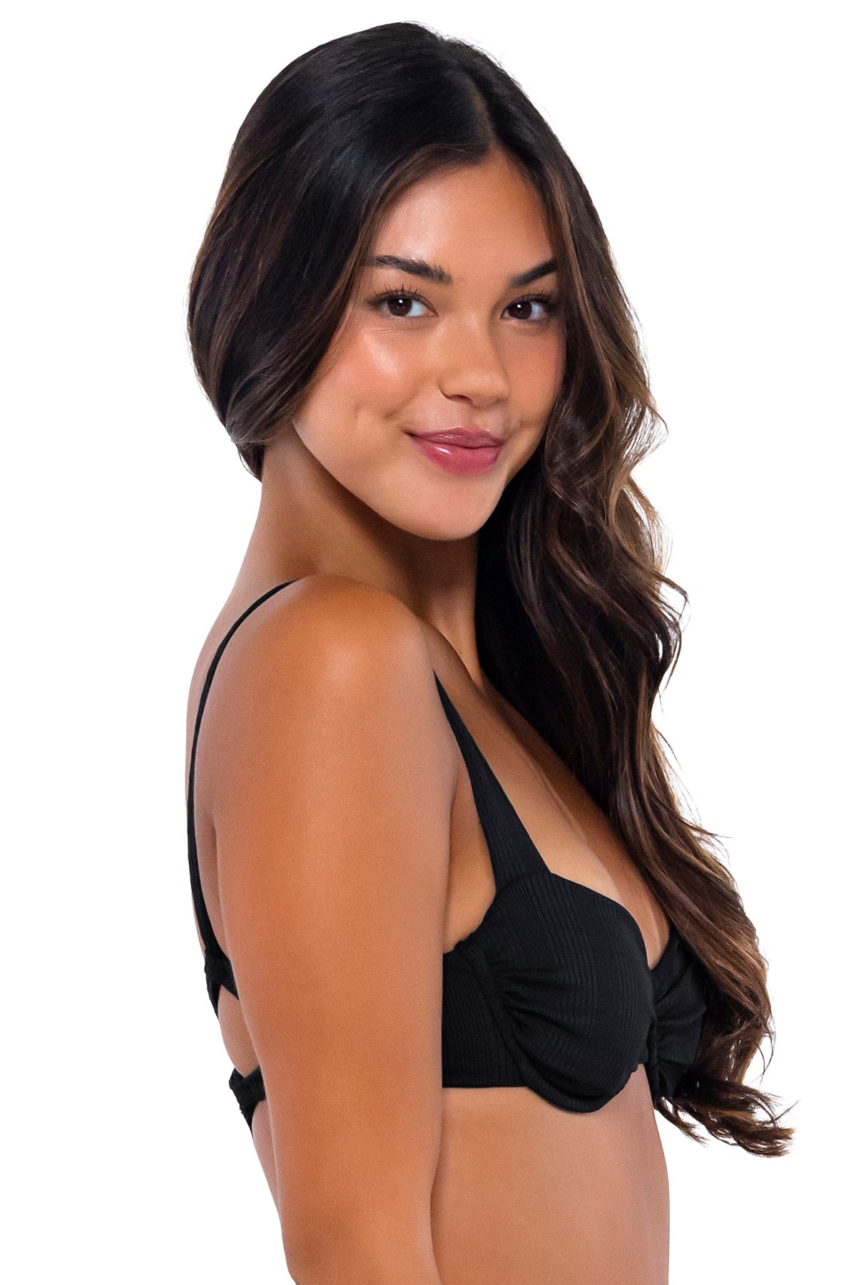 B Swim Black Baja Rib Cassidy Bikini Top - Sexy Swimwear for Women, Adjustable Straps & Comfortable Fit, Perfect for Beach, Pool Party & Summer Vacation