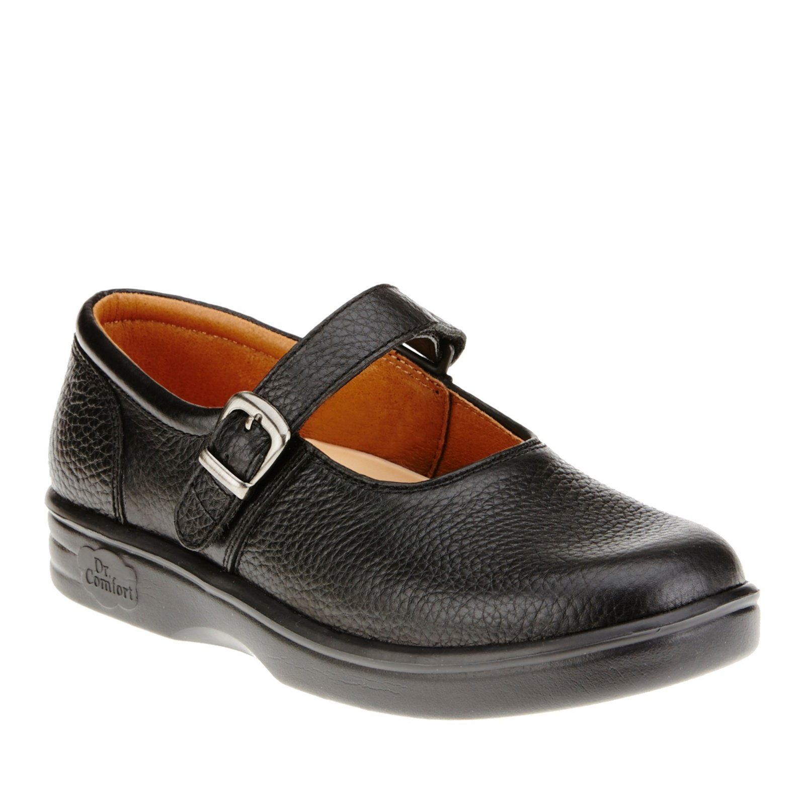 Dr. Comfort Merry Jane Women's Orthopedic Dress Shoes - Black Leather Slip-On Loafers for Work, Office & Professional Occasions