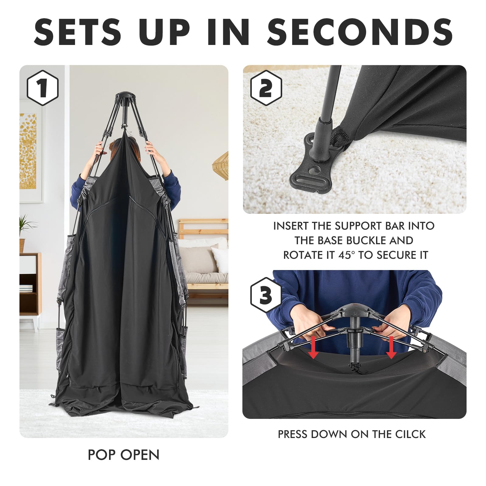Blackout Baby Travel Crib Tent - ONE-Click Folding Portable Sleep Pod with Breathable Canopy, Blocks 95%+ Light | Perfect for Travel, Daycare & Nursery Naps