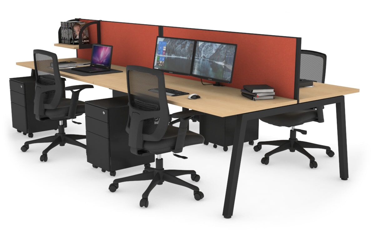 Quadro 4-Person Office Workstation Desk - 1600L x 700W Dimensions - Perfect for Team Collaboration, Open Office Spaces & Shared Workstations