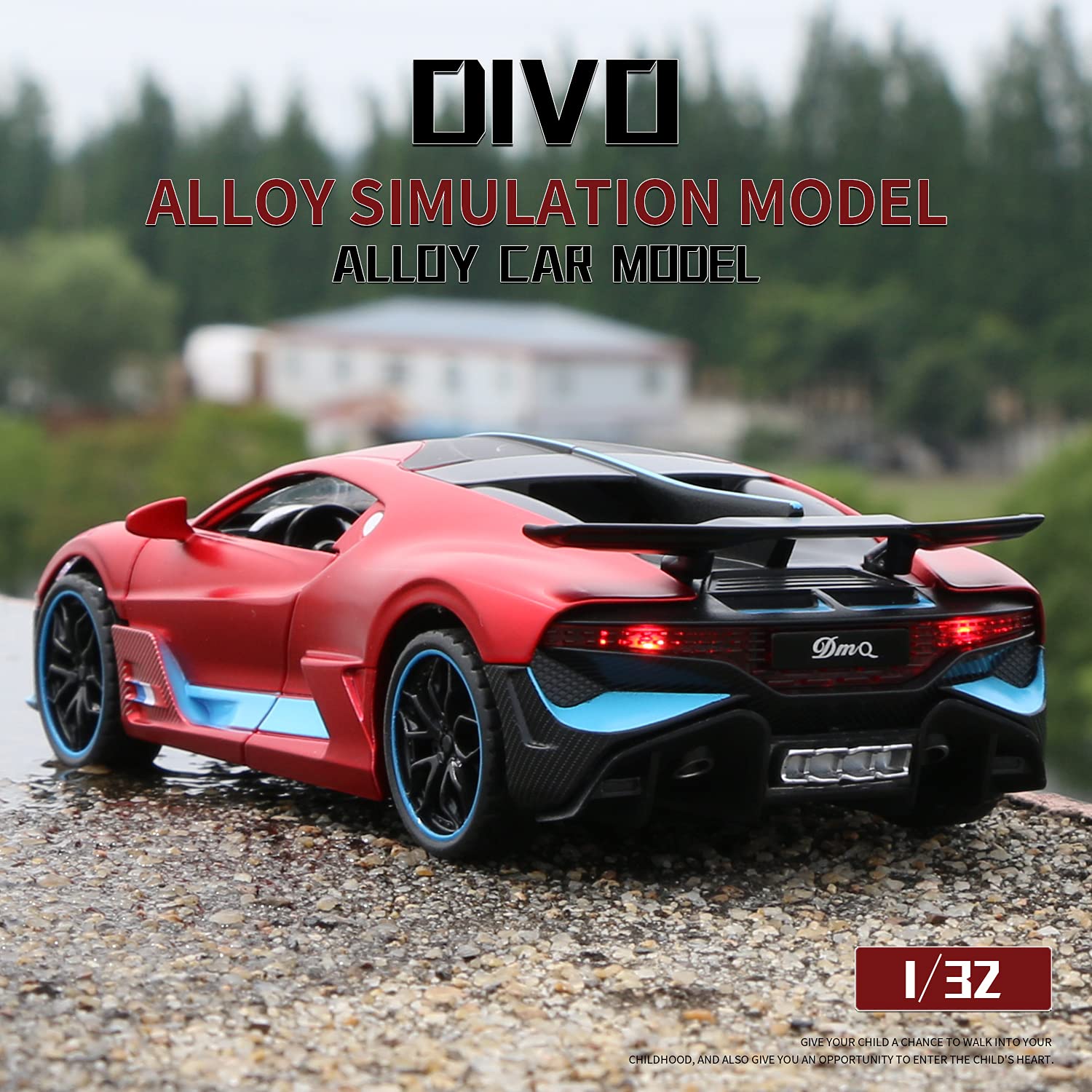 1:32 Bugatti Divo Zinc Alloy Pull Back Toy Car with Lights & Music - Diecast Model Vehicle for Kids Collection, Boys Gift, Home Office Decoration | Great for Birthday Presents, Car Enthusiasts & Young Collectors