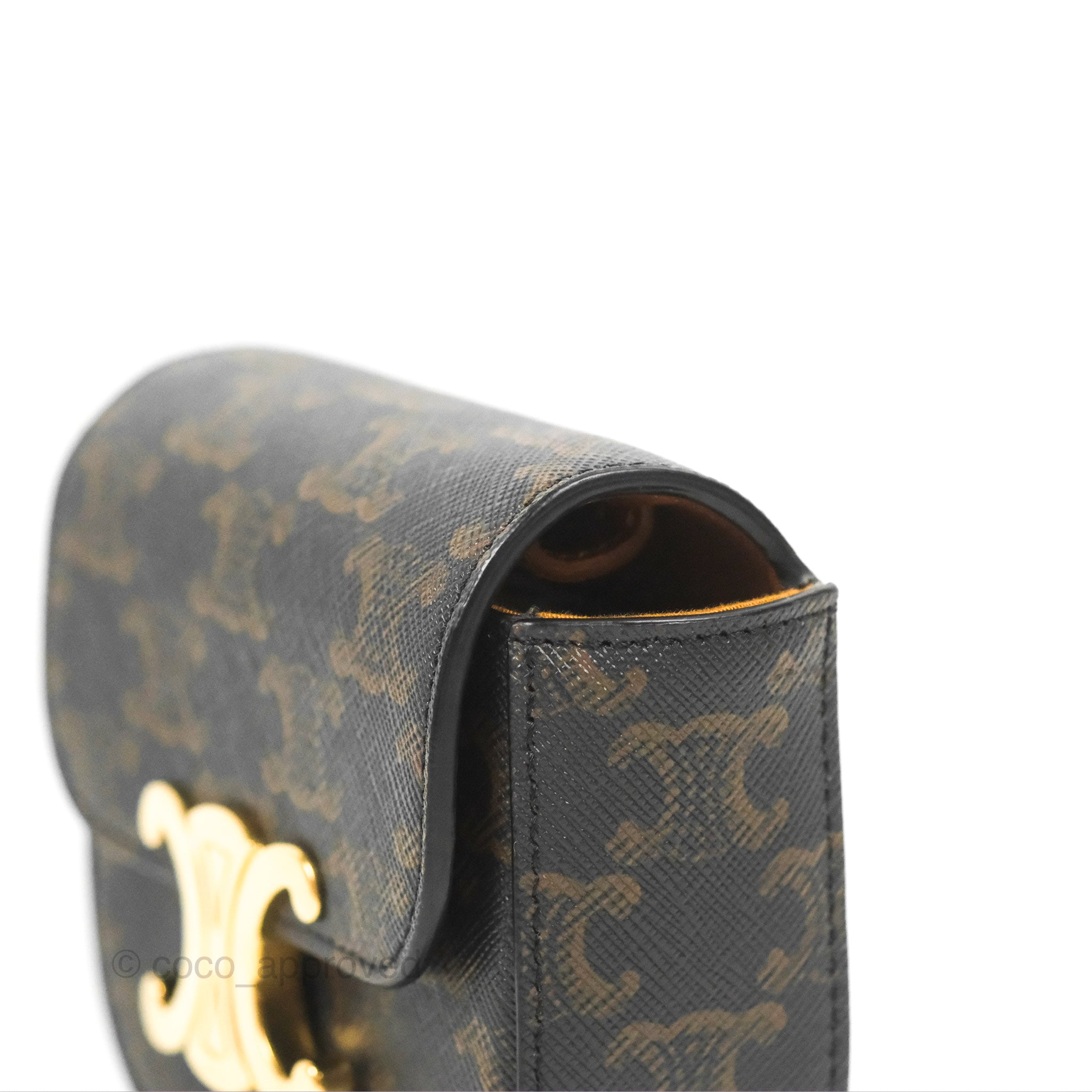 Celine Tan Canvas and Calfskin Mini Triomphe Crossbody Bag - Stylish Luxury Handbag for Women, Perfect for Everyday Use, Work, and Special Occasions