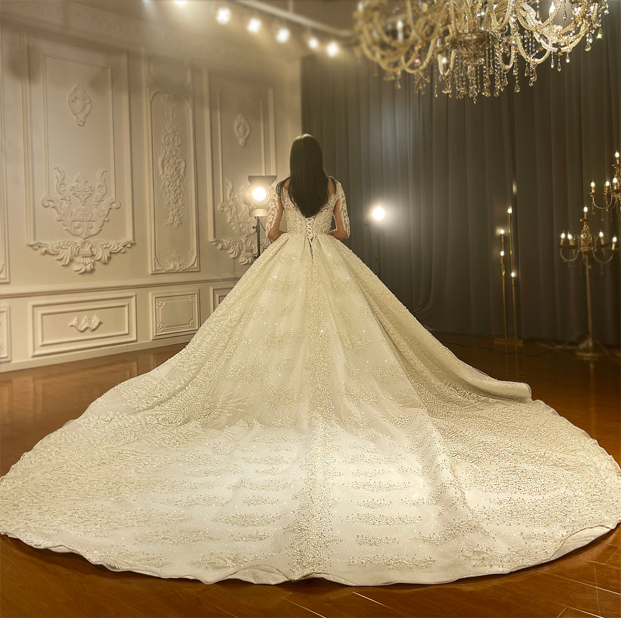 Elegant Lace Wedding Dress NS4348 by Amanda Novias - Perfect for Bridal Gowns, Church Weddings & Formal Occasions