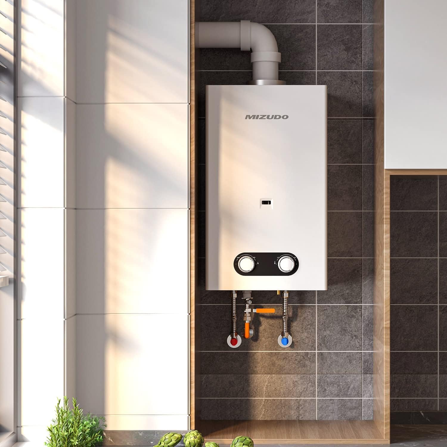 MIZUDO 10L/Min Instant Gas Water Heater - LPG Low NOx Tankless, Wall-Mounted, Energy Class A - Perfect for Small Homes, Apartments & RV Use