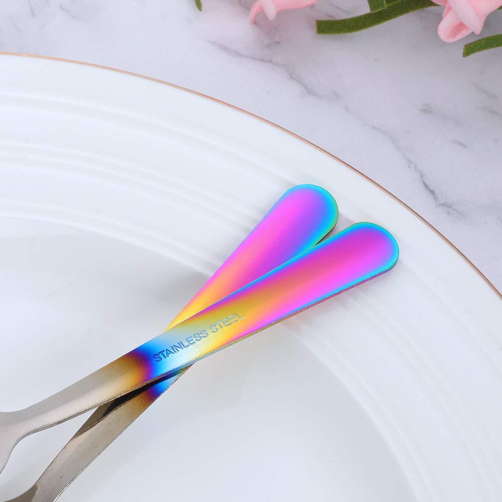 12-Pack Stainless Steel Salad Forks - 6.2 Inch Rainbow Gradient Dessert Forks for Dinner Parties, Picnics & Catering | Durable & Elegant Flatware Set for Restaurants, Weddings & Home Use