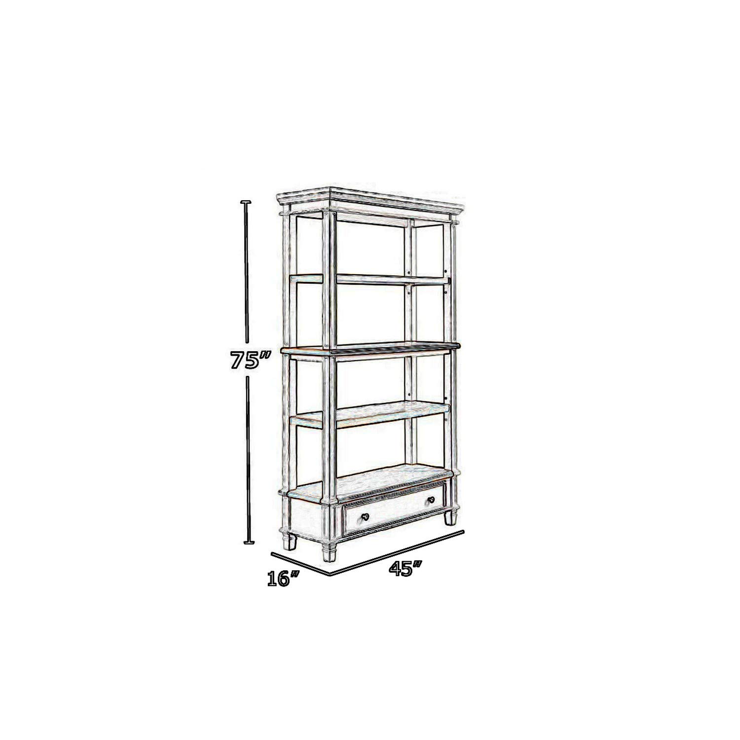 Benjara 4-Tier Wooden Bookcase with Bottom Drawer - Brown & White Storage Shelf for Living Room, Bedroom, or Home Office