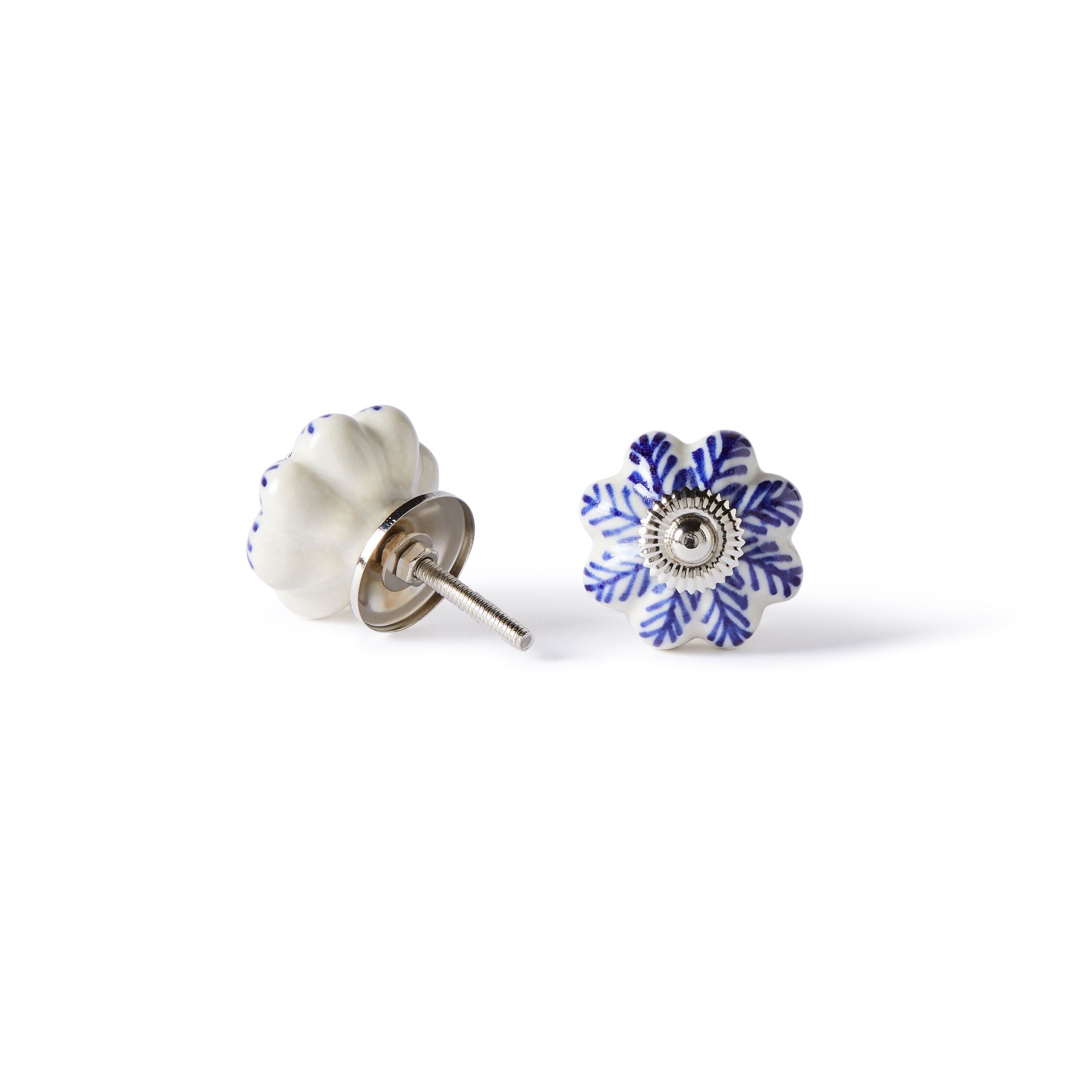 4.5cm Blue Flower Cabinet Knob - Vintage Floral Drawer Pull for Kitchen, Bathroom & Furniture Upgrade