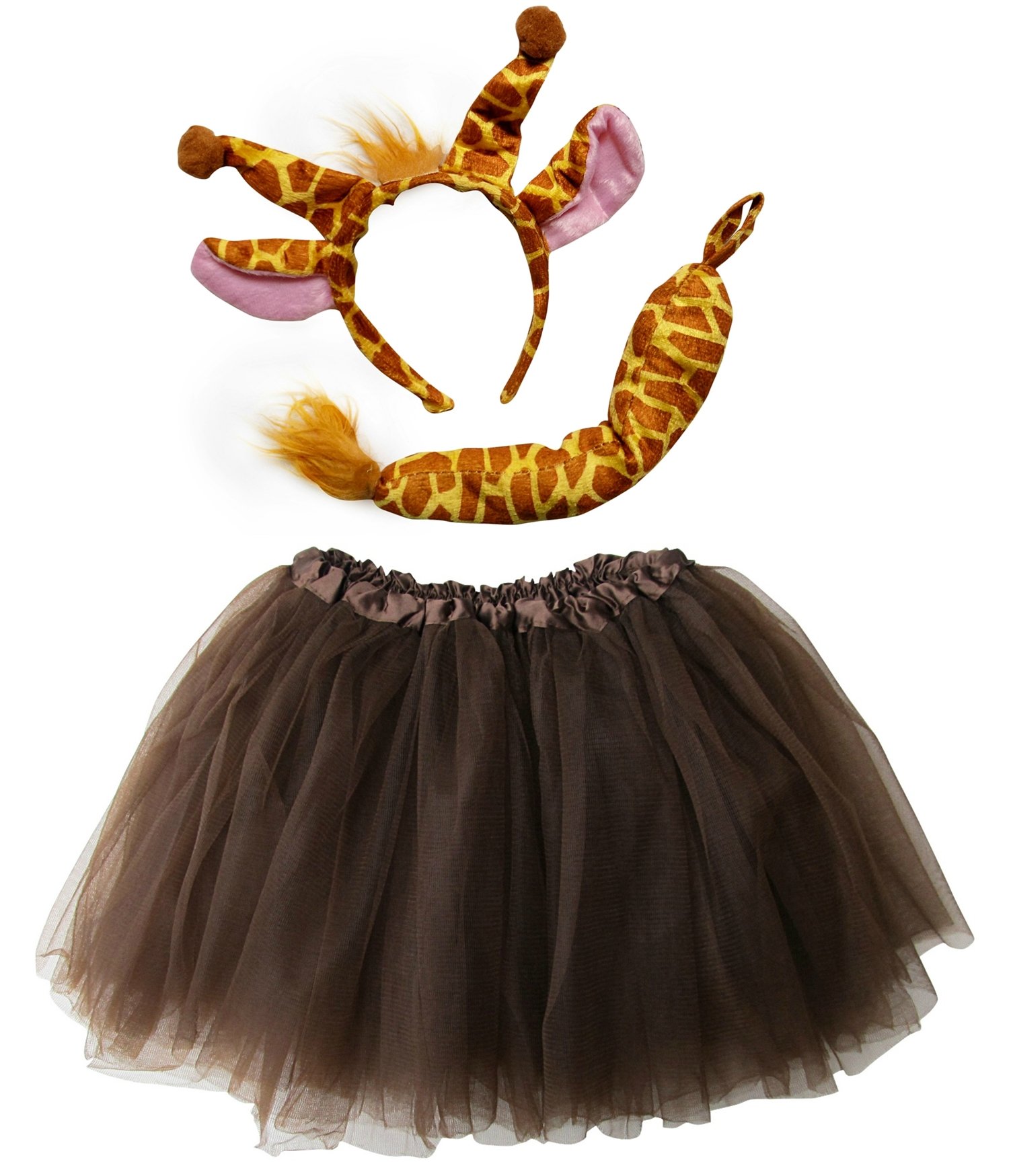 Giraffe Brown Halloween Costume for Toddler, Girls, Adult & Plus Size with Tutu Skirt, Ears & Tail Headband - Perfect for Halloween Parties, Dress-Up & Zoo-Themed Events