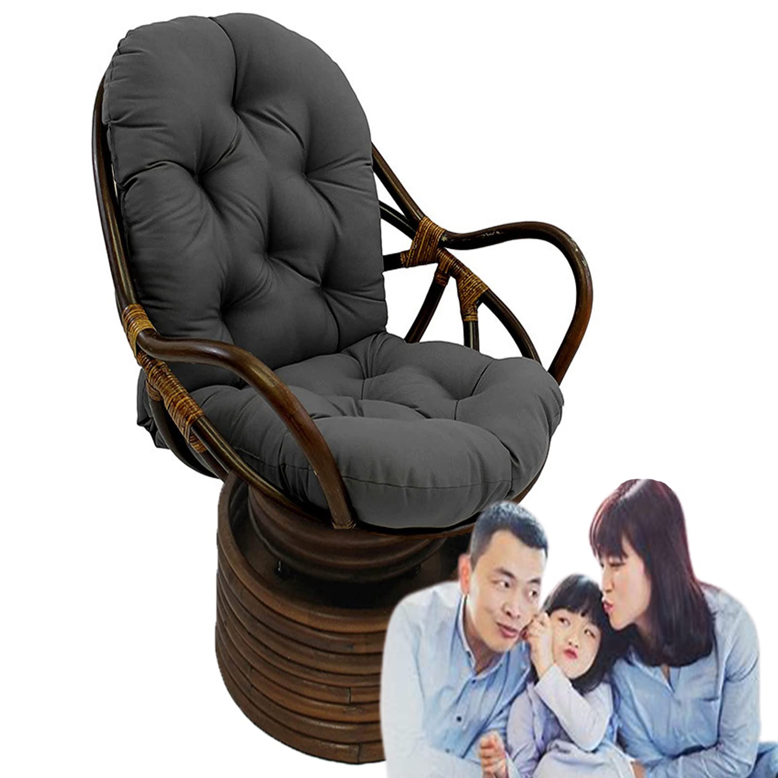 Premium Textured Rattan Swivel Rocker Chair Cushion - 47.24