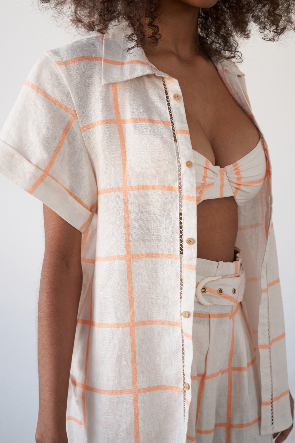 Stylish Sasha Short Sleeve Shirt - Ettore Geo Linen Fabric for Women | Perfect for Summer Outfits, Casual Wear & Office Attire