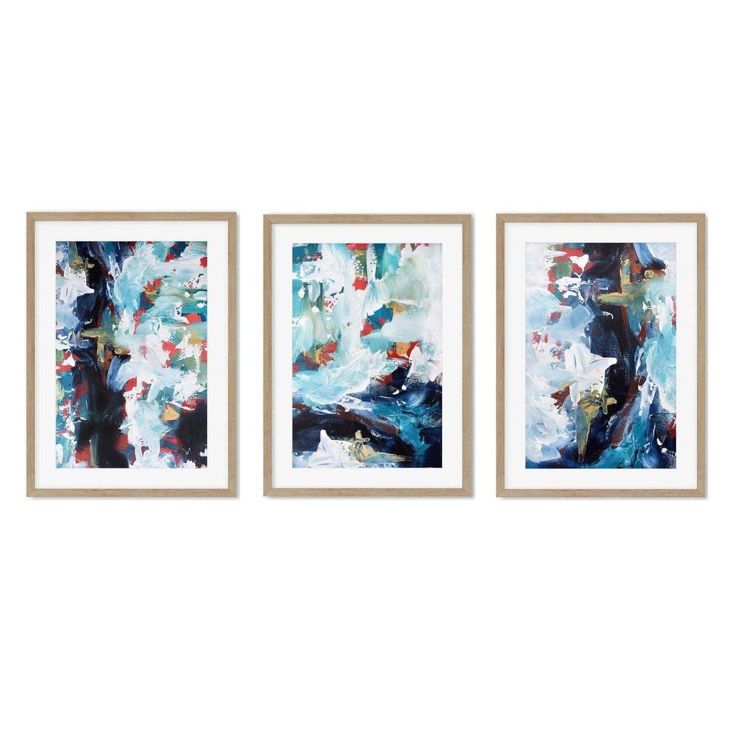 Ocean Waves Print Set of 3 - Coastal Wall Art Decor for Living Room, Bedroom & Office - Beach Themed Canvas Paintings for Home Decor