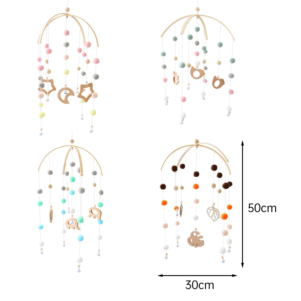 Boho Baby Crib Mobile - Handmade Wooden Star & Moon Nursery Mobile with Elephant & Bird Decor | Perfect for Newborn Crib, Nursery Room Decor & Baby Shower Gifts | Safe & Adorable Hanging Toy for Infant Bedroom
