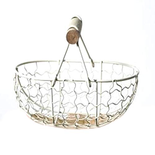 Stainless Steel Handle Basket - Portable Multi-Function Organizer for Vegetables, Fruits, Eggs & Groceries | Kitchen Storage, Picnic, Camping & Home Organization (White)